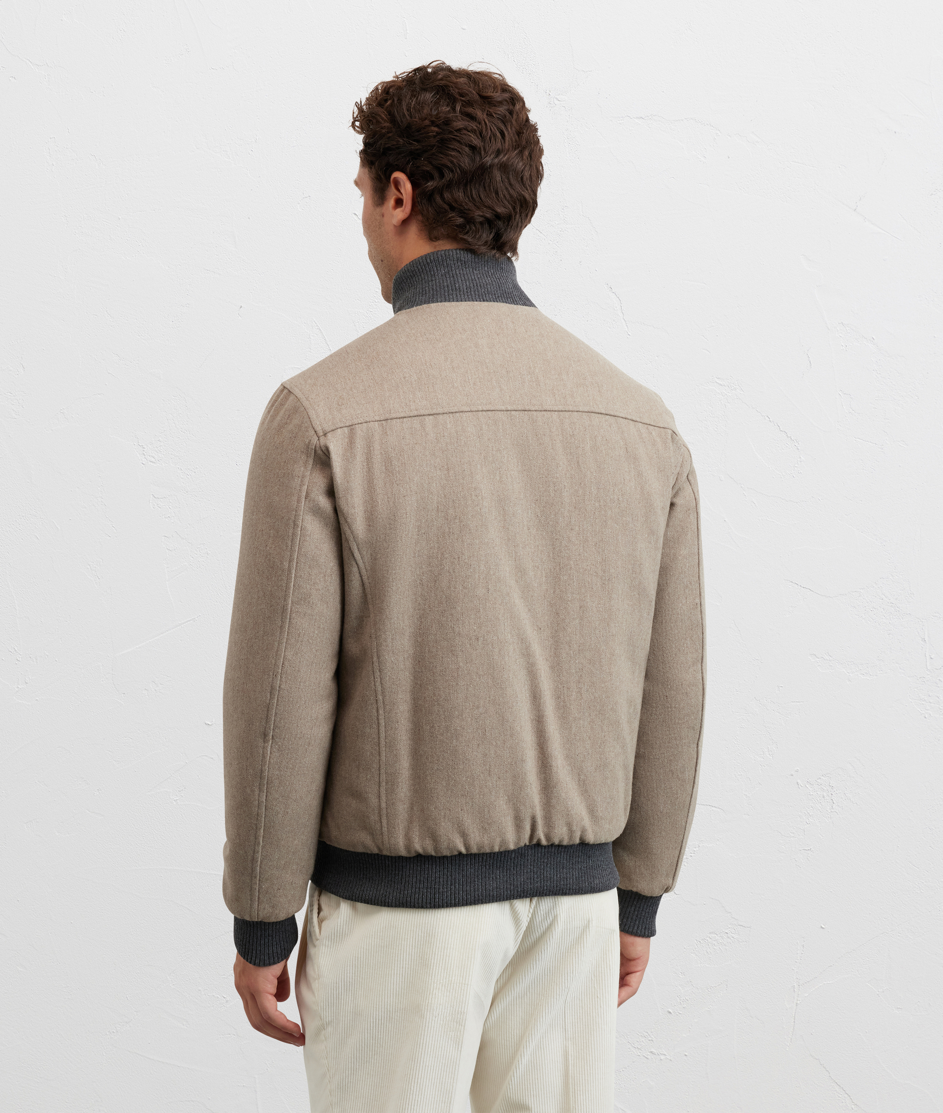 light brown bomber jacket with stand up collar and welt side pockets - Pal Zileri | Official Website