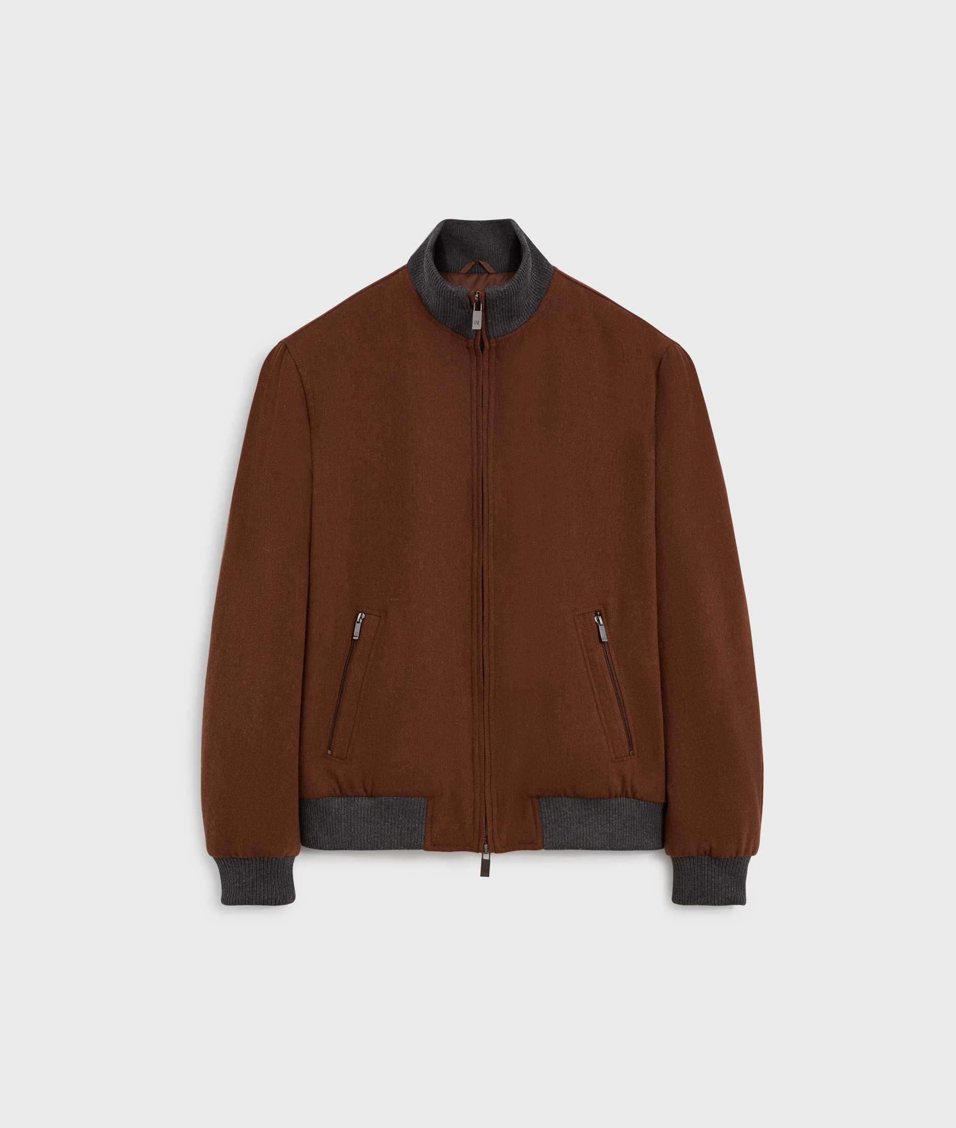men brown bomber jacket regular fit in wool and polyester | Pal Zileri