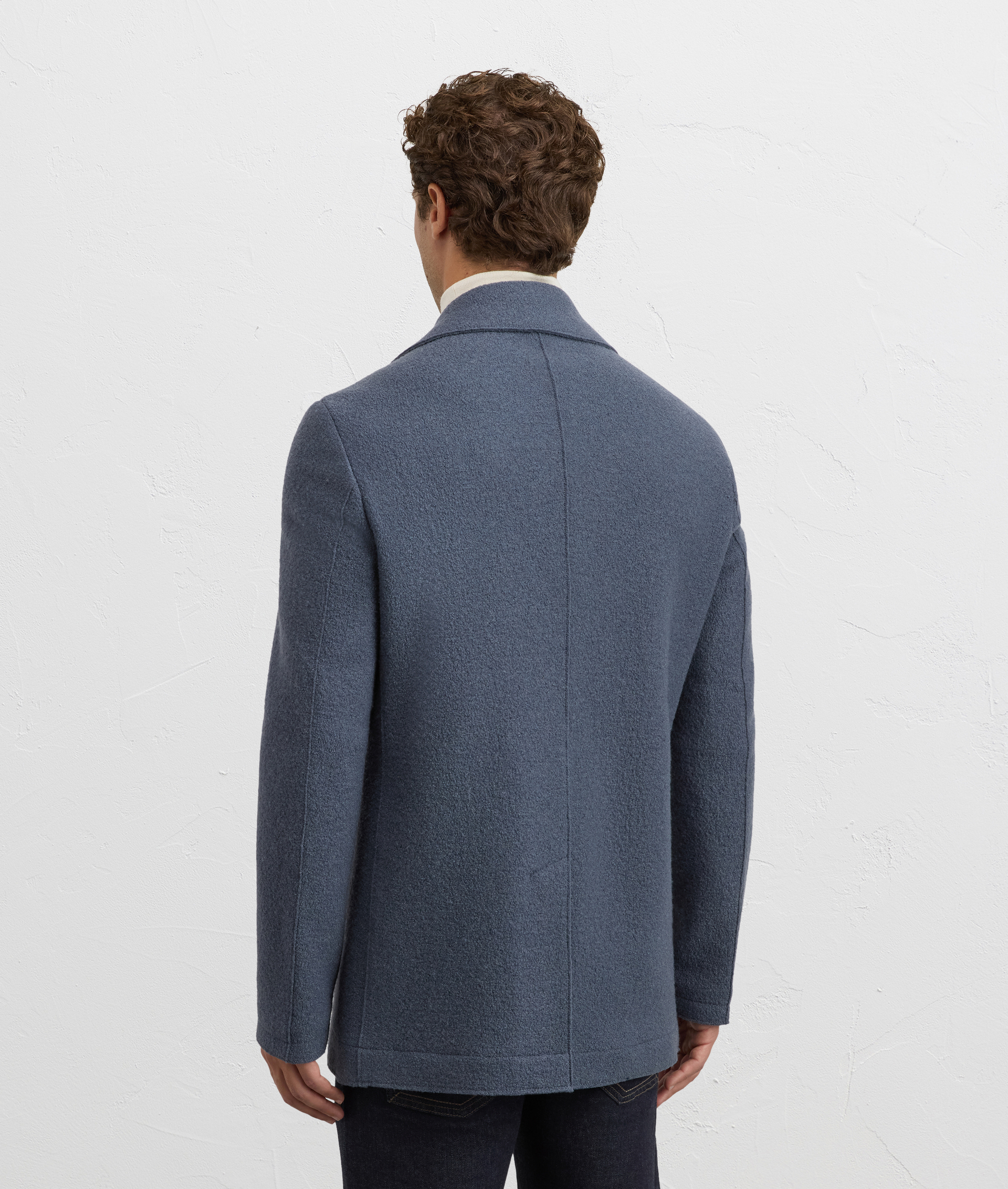 pea coat double breasted fully lined in pure wool blue | Pal Zileri
