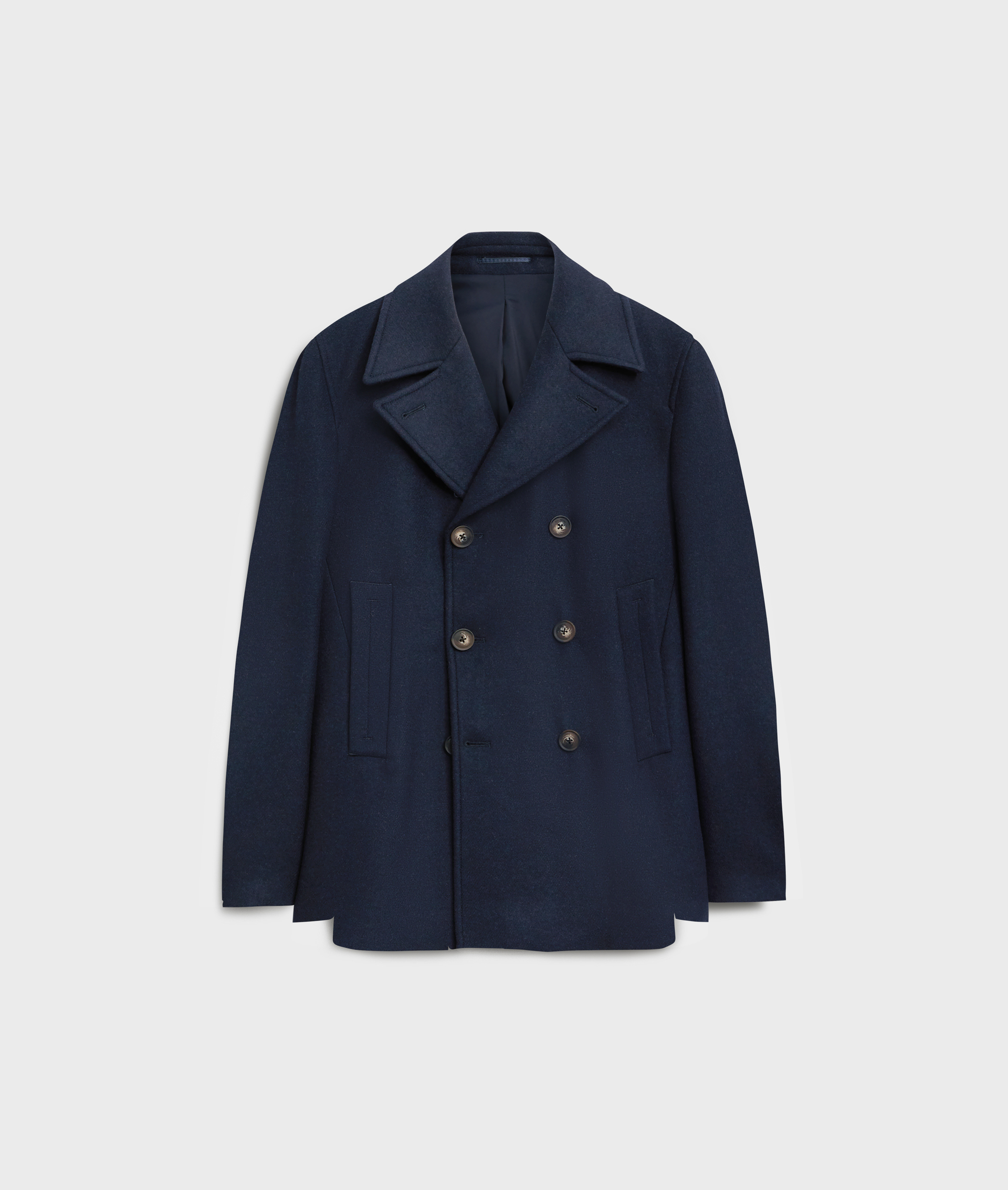 navy blue double breasted pea coat fully lined with flap pockets - Outerwear - Pal Zileri | Official Website