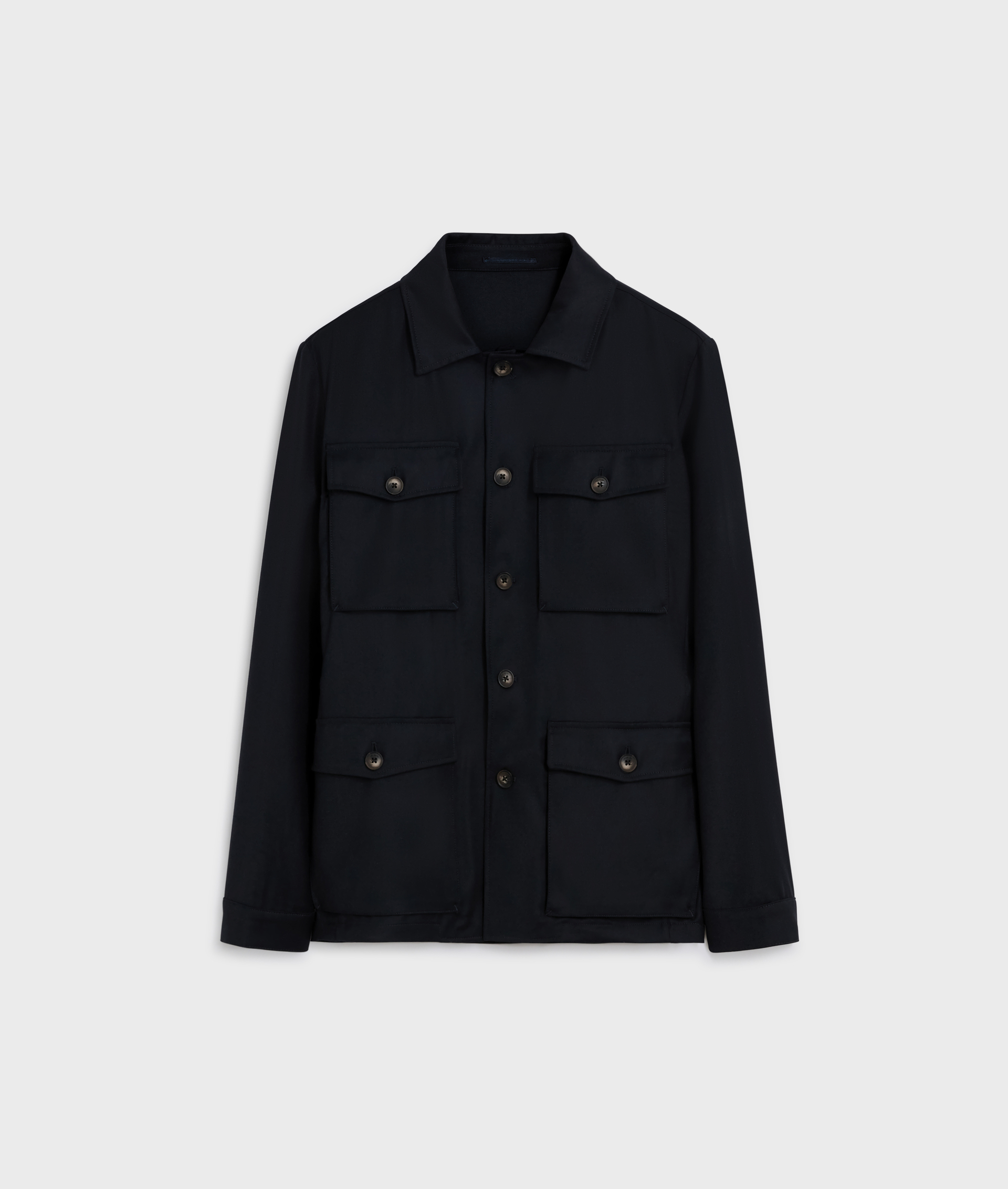 field jacket four applied pockets with button in navy blue virgin wool and cashmere | Pal Zileri