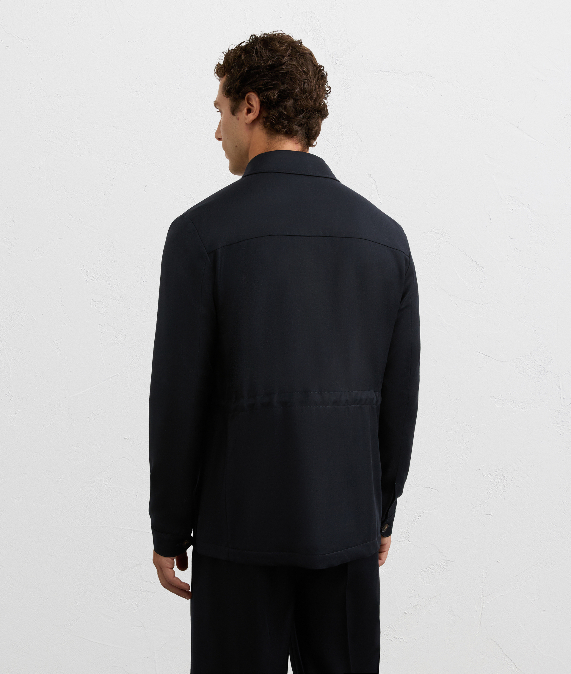 field jacket four applied pockets with button in navy blue virgin wool and cashmere | Pal Zileri