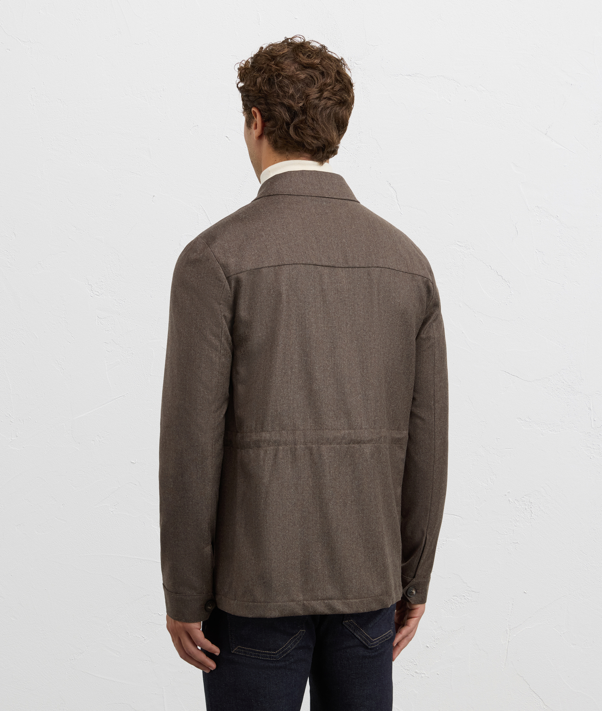 field jacket four applied pockets with button in brown virgin wool and cashmere | Pal Zileri
