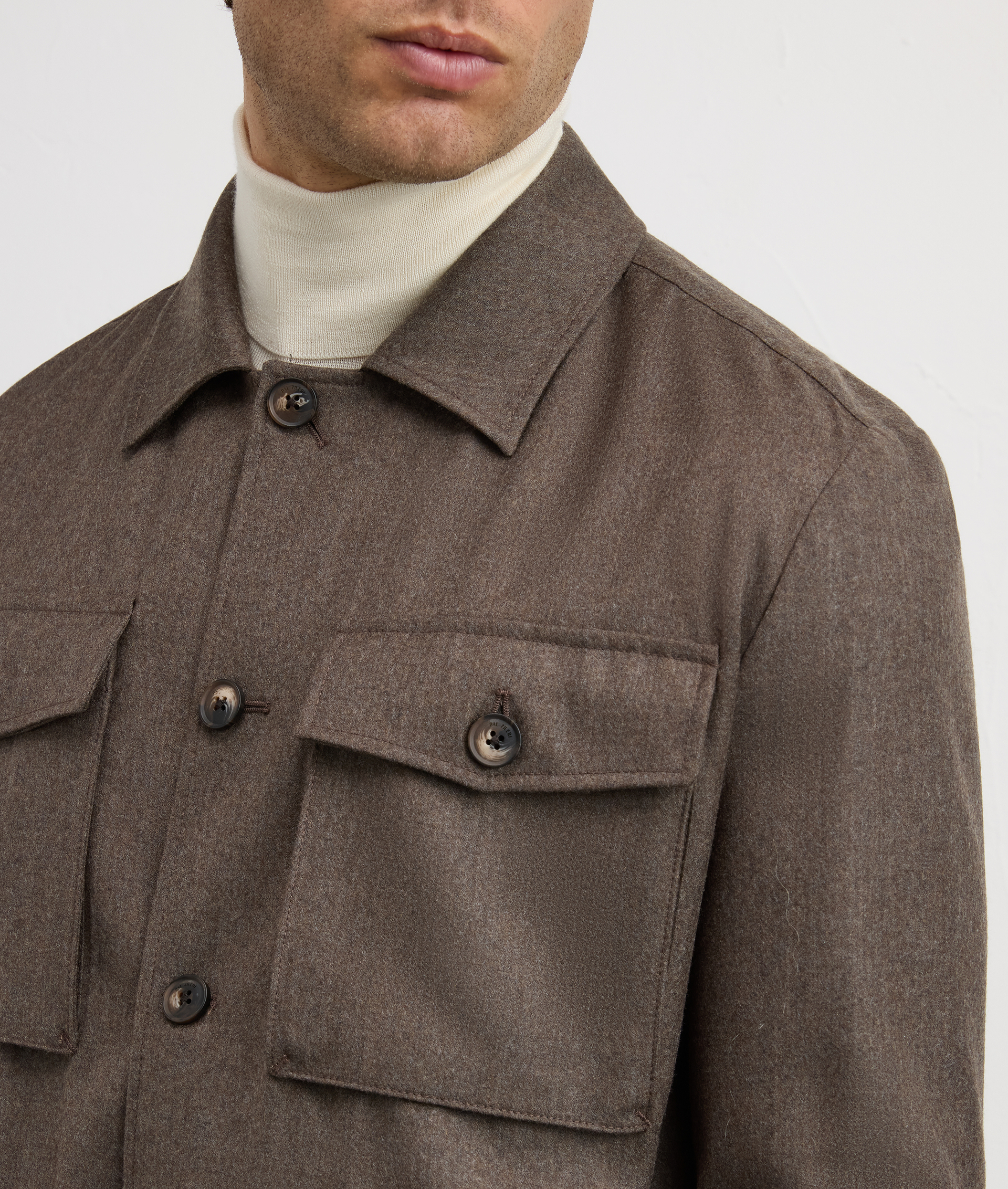 field jacket four applied pockets with button in brown virgin wool and cashmere | Pal Zileri