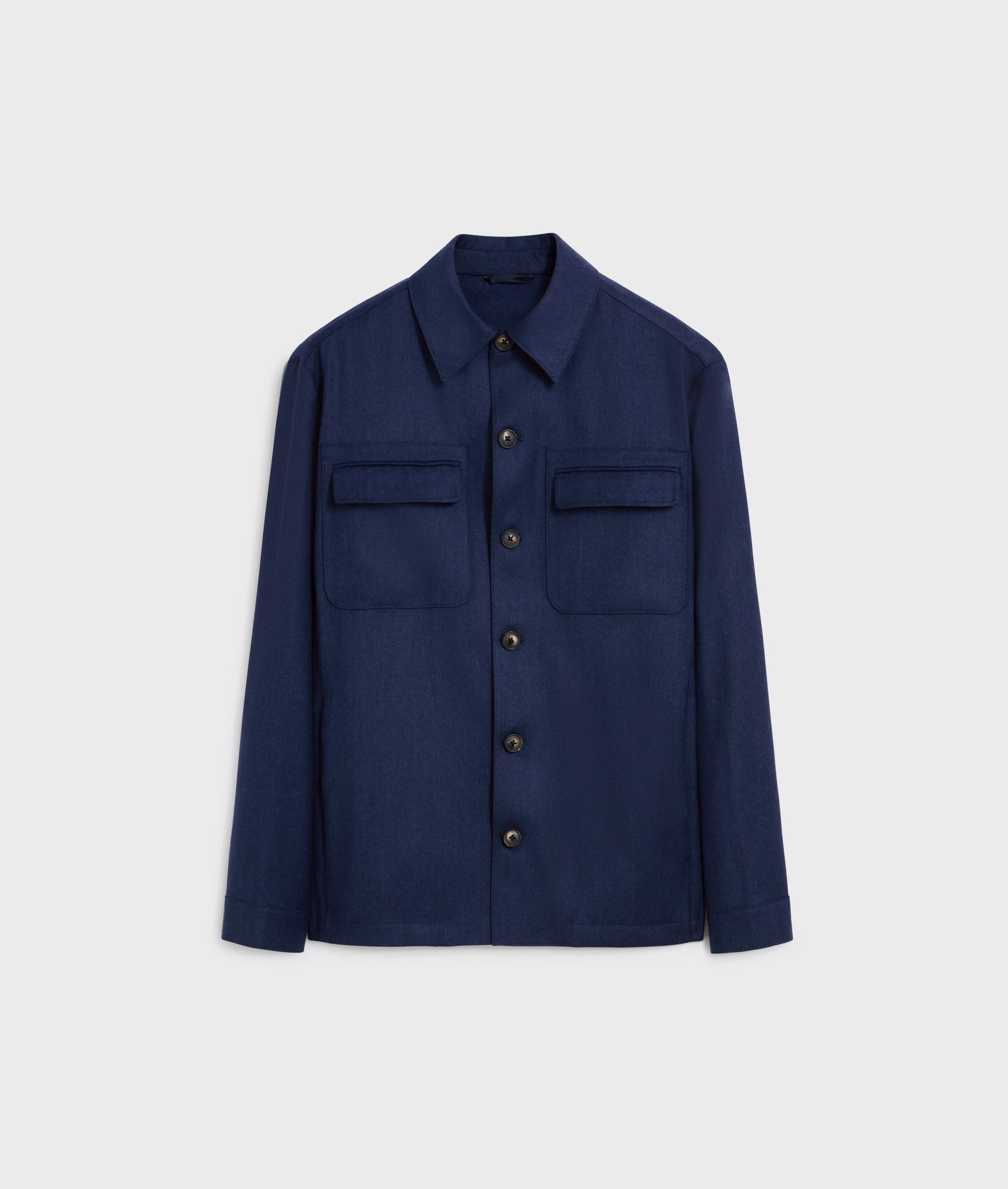 blue overshirt in virgin wool and cashmere with patch pockets | Pal Zileri