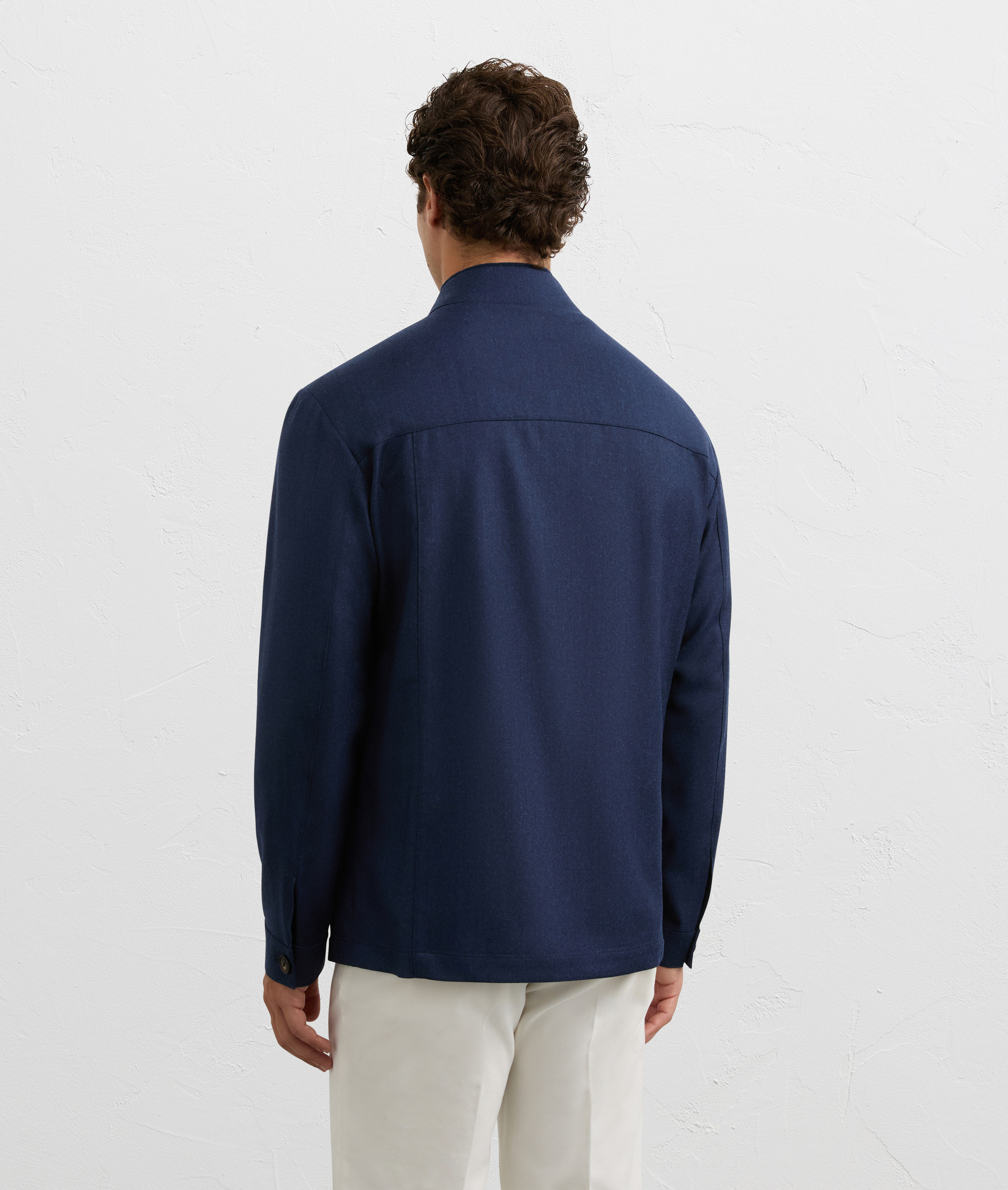 blue overshirt in virgin wool and cashmere with patch pockets | Pal Zileri