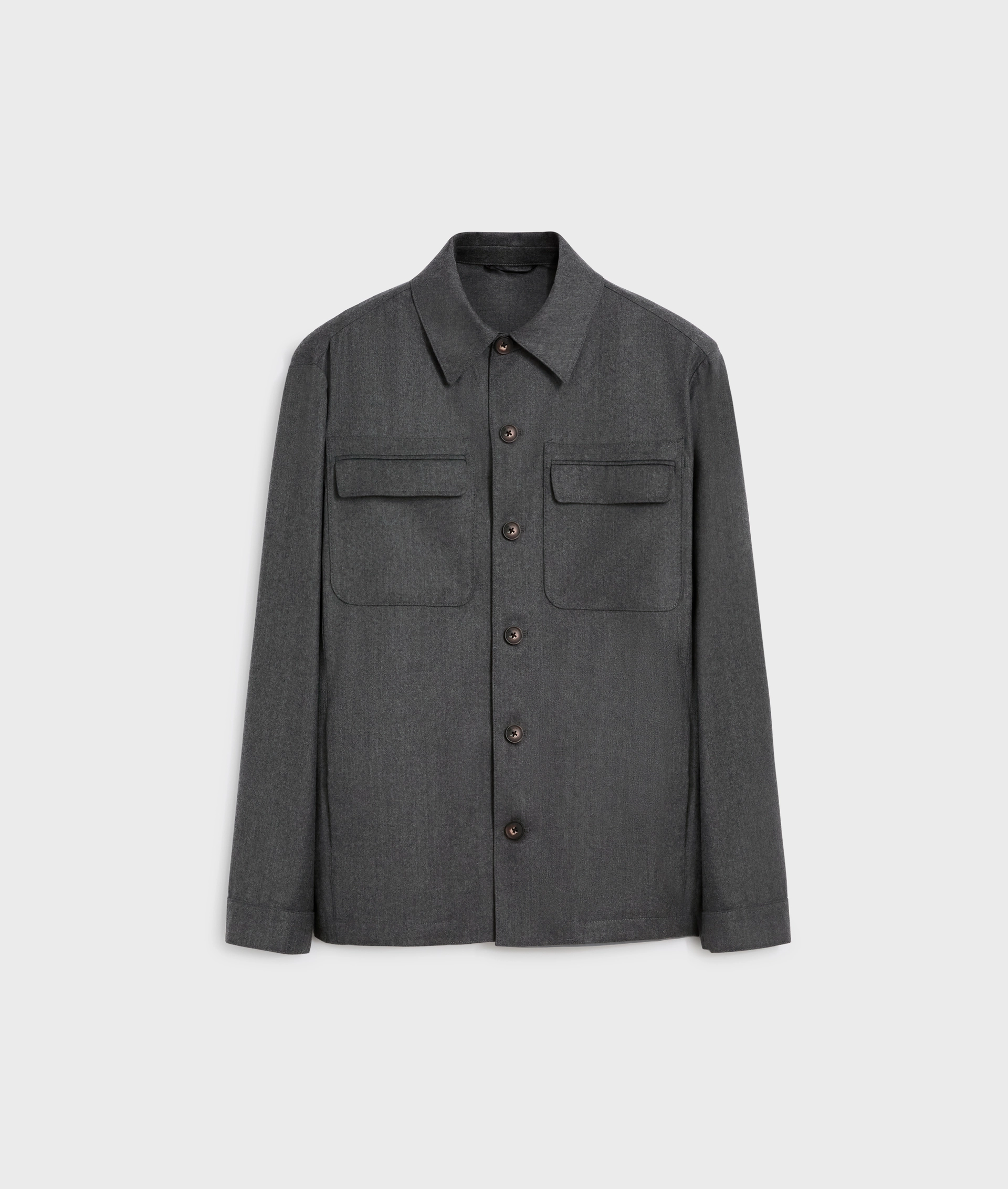 jacket-shirt two pockets with central closure in grey virgin wool and cashmere | Pal Zileri