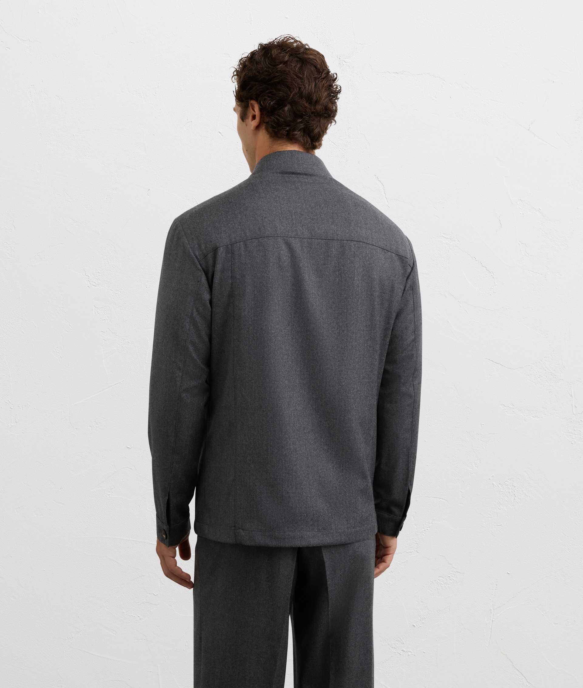 jacket-shirt two pockets with central closure in grey virgin wool and cashmere | Pal Zileri