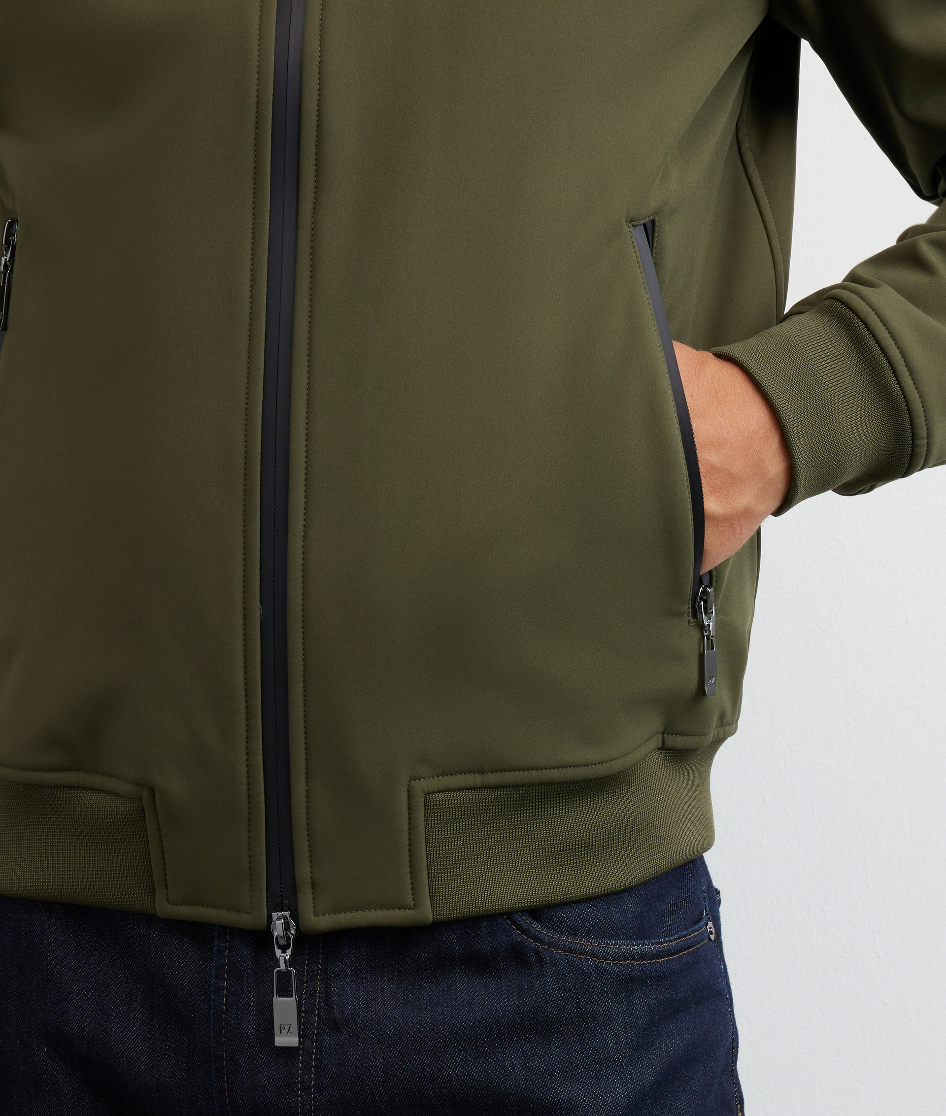giacca sfoderata due tasche laterali con zip in poliestere verde - Pal Zileri | Official Website