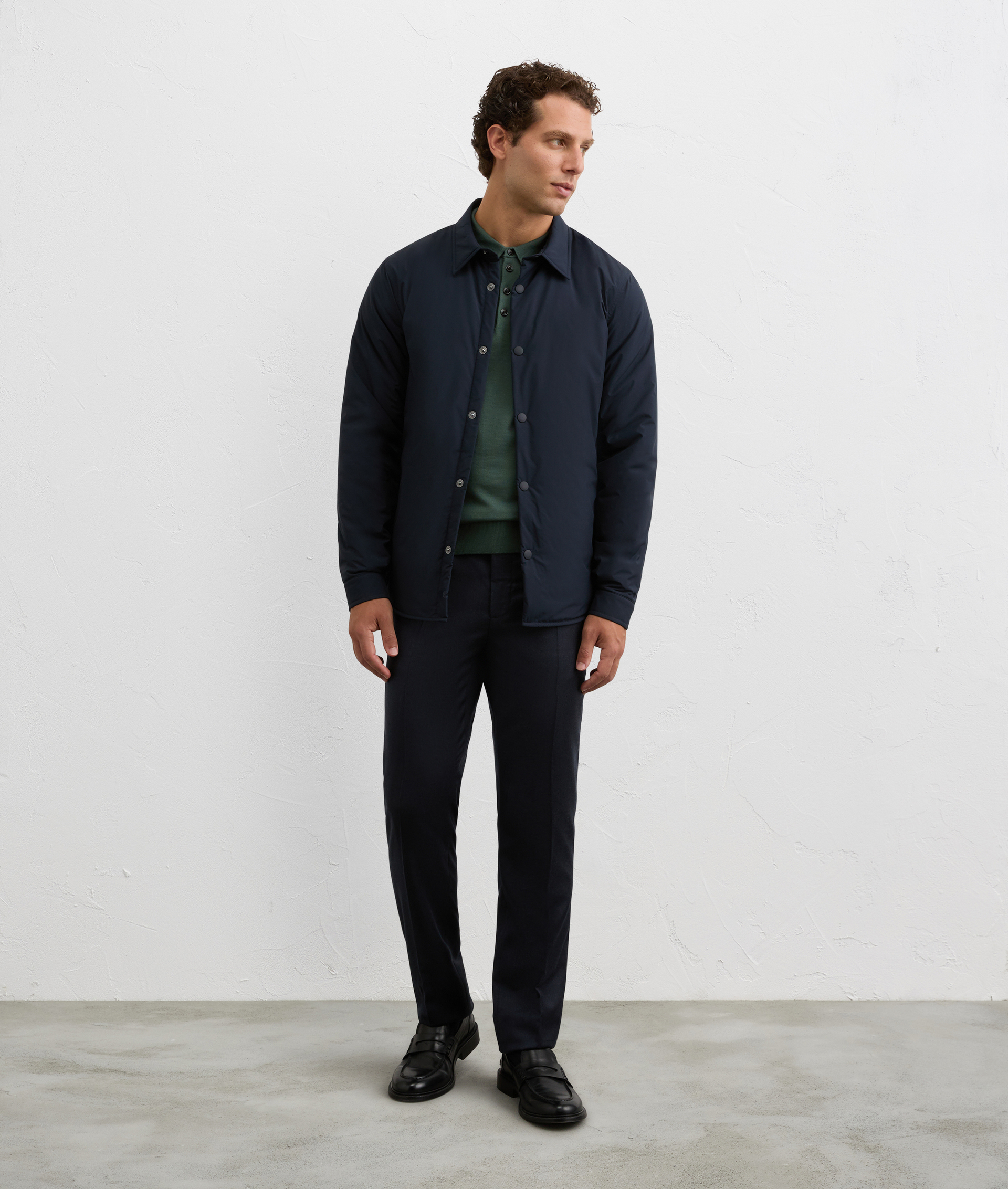 water repellent navy blue shirt with light polyester padding | Pal Zileri