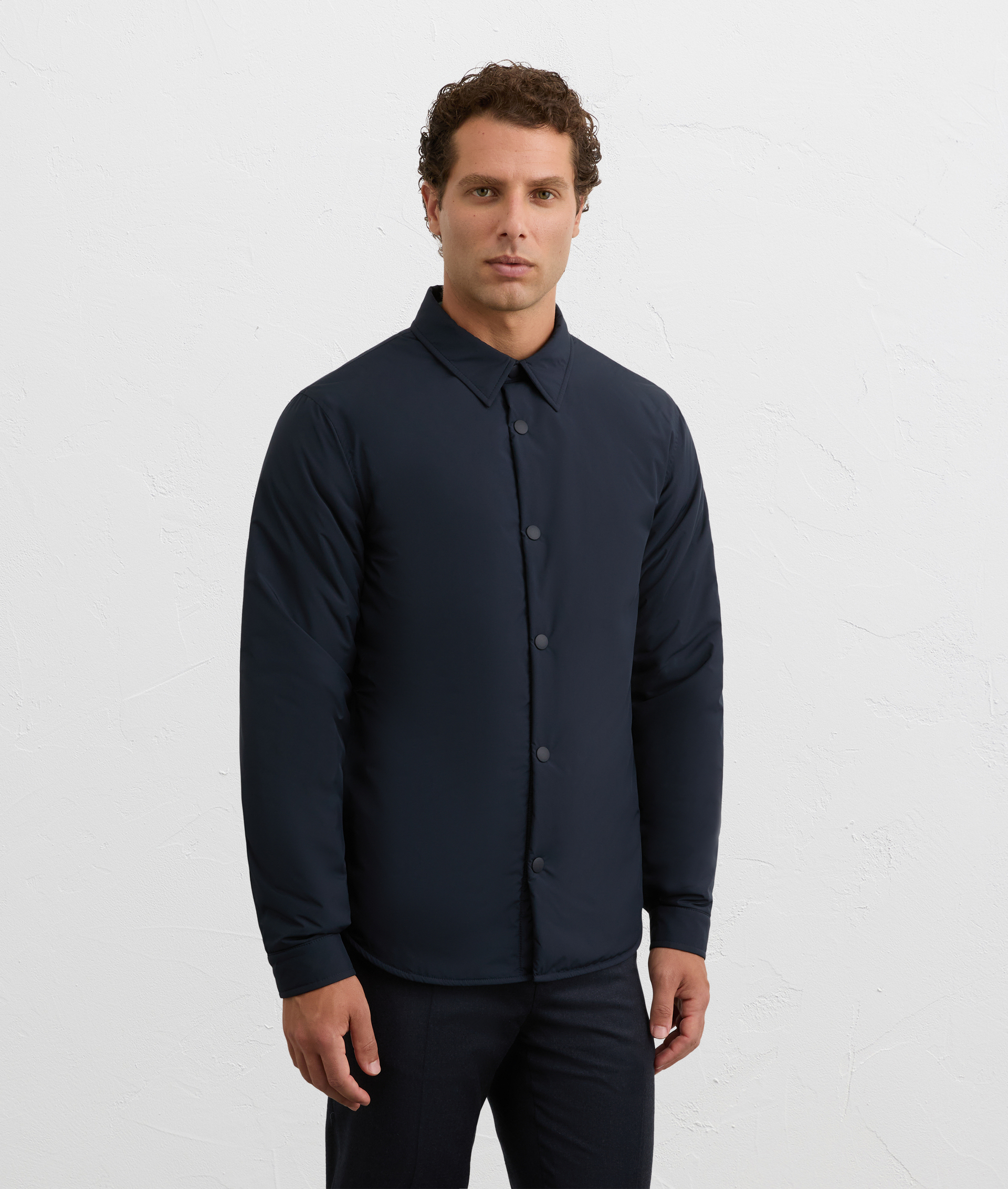 water repellent navy blue shirt with light polyester padding | Pal Zileri