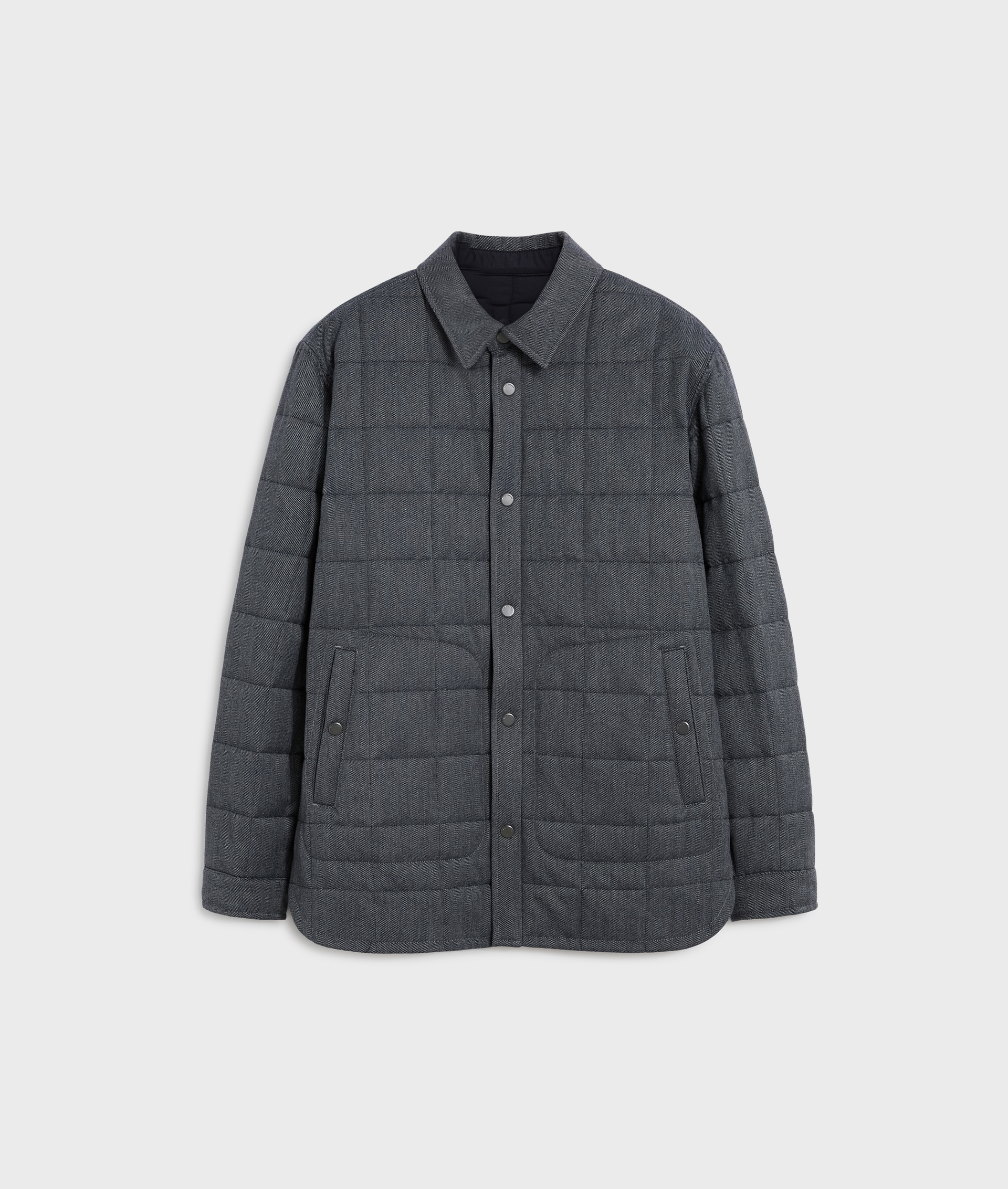 reversible blue overshirt with wool and matte nylon effect in polyester and viscose | Pal Zileri