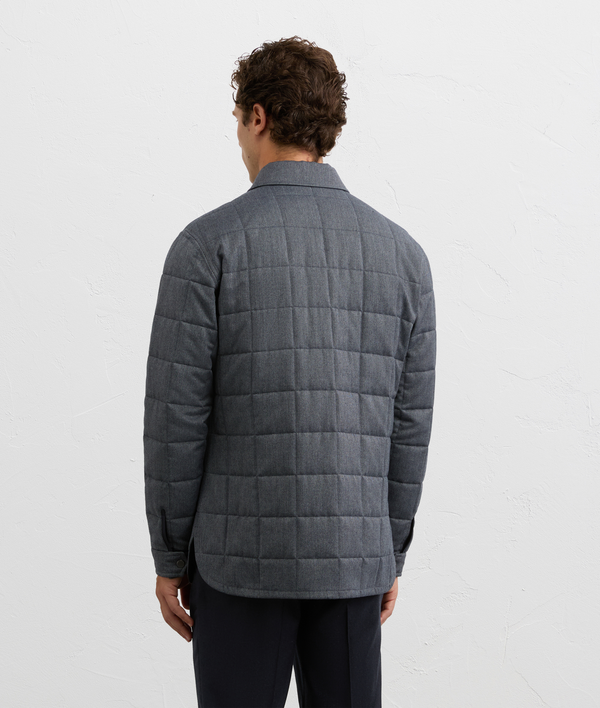 reversible blue overshirt with wool and matte nylon effect in polyester and viscose | Pal Zileri