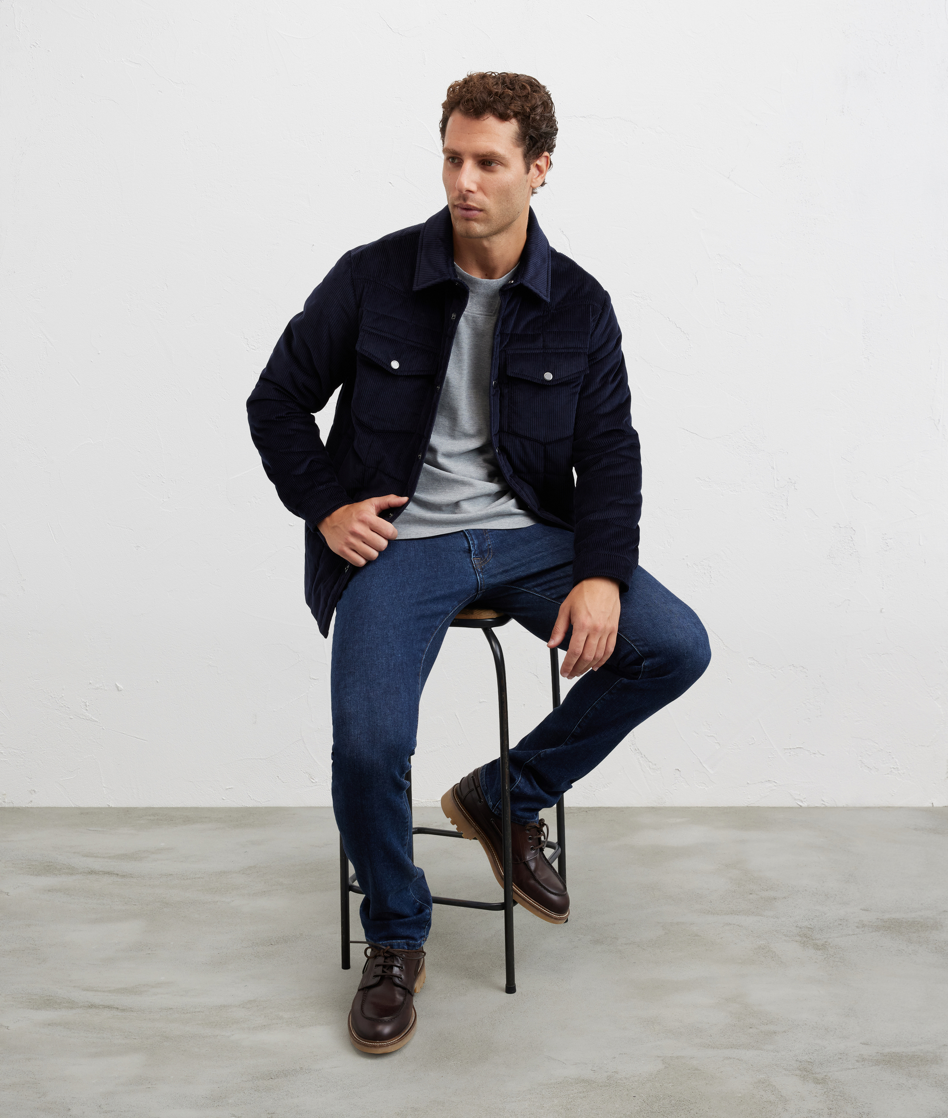 giacca a camicia con imbottitura leggera in cotone blu navy - Capispalla - Pal Zileri | Official Website
