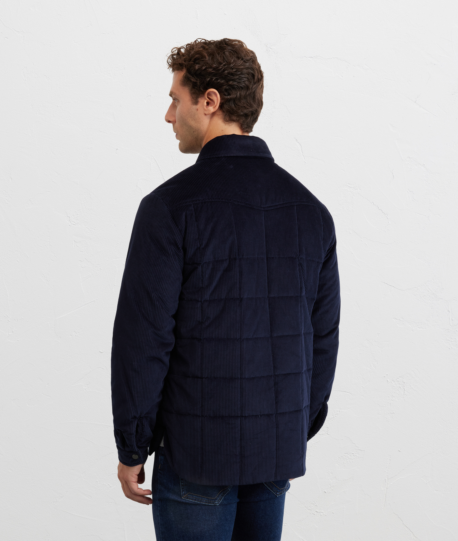 jacket-shirt with light padding in navy blue cotton - Pal Zileri | Official Website