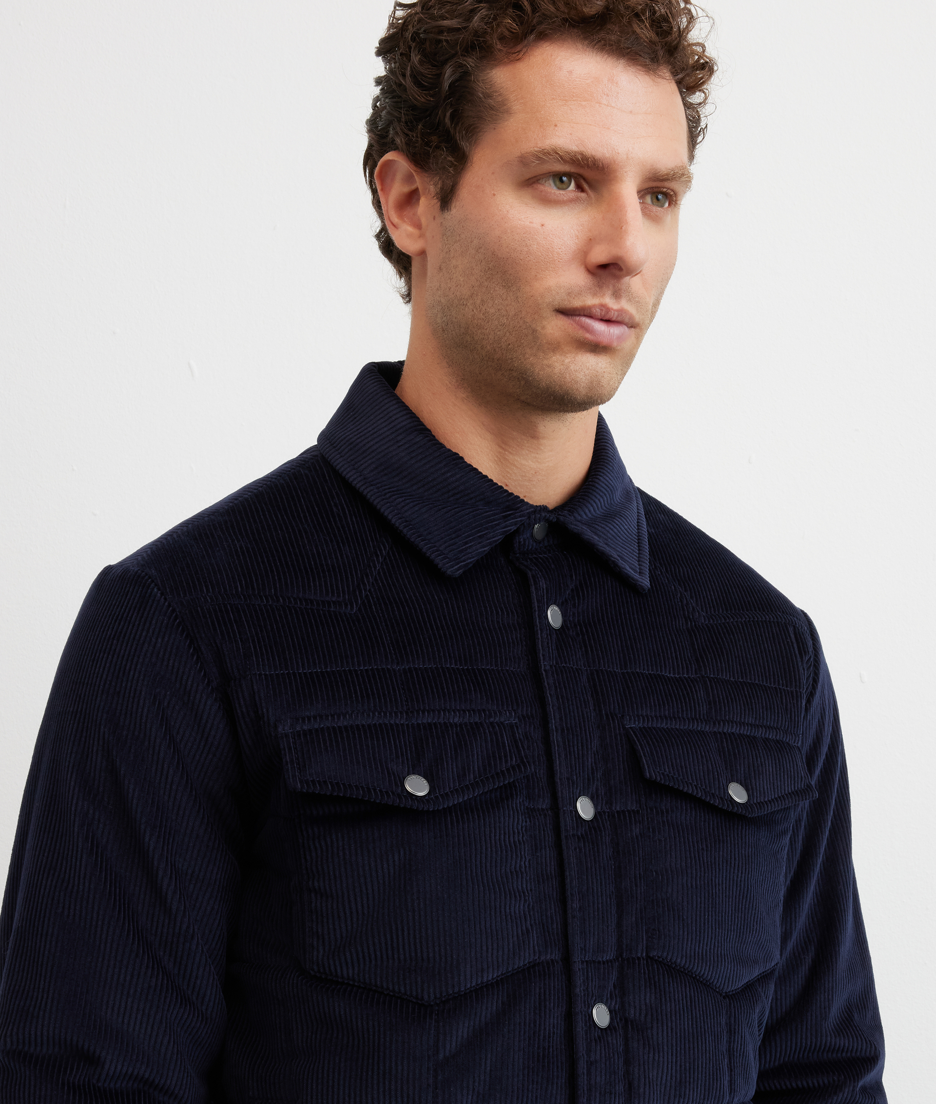 jacket-shirt with light padding in navy blue cotton - Pal Zileri | Official Website