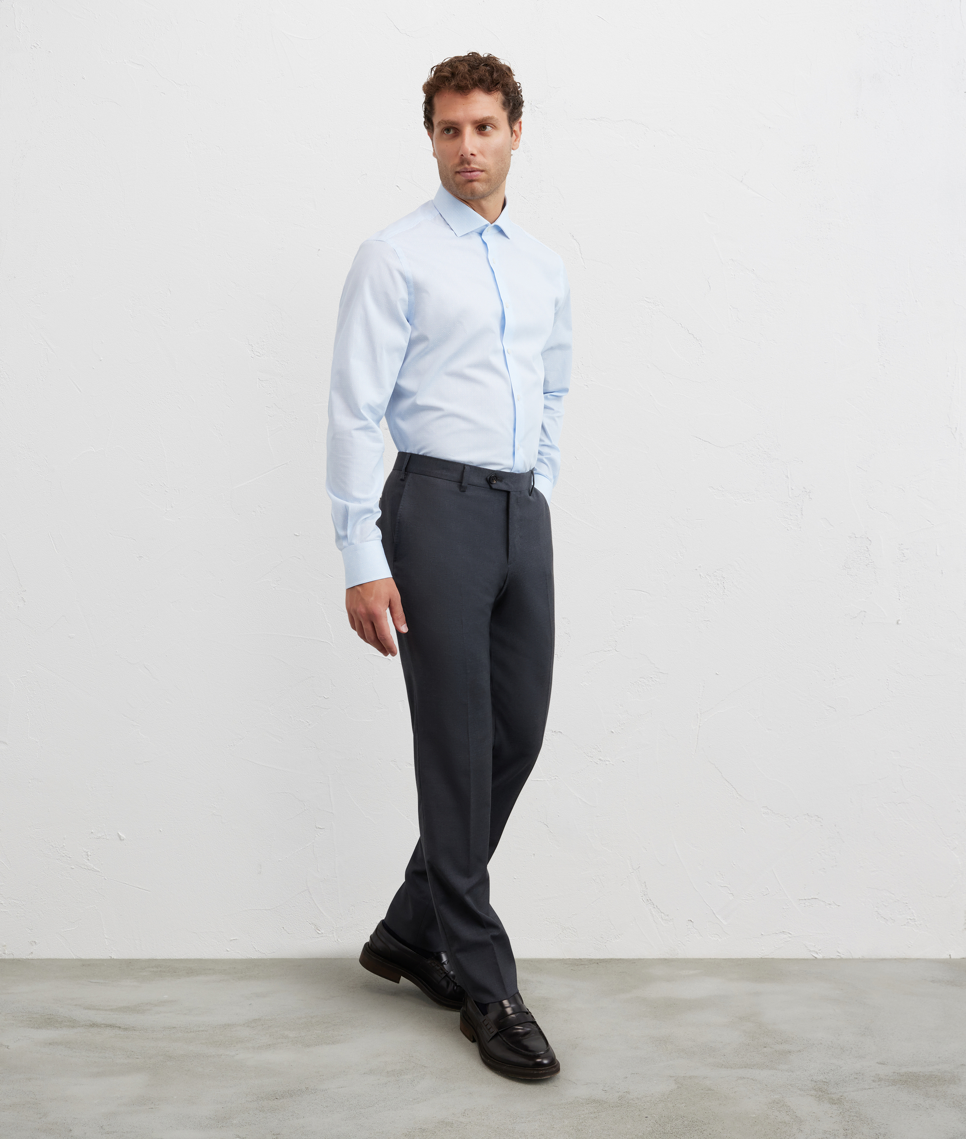 light blue shirt with french collar regular fit in cotton - Shirts - Pal Zileri | Official Website
