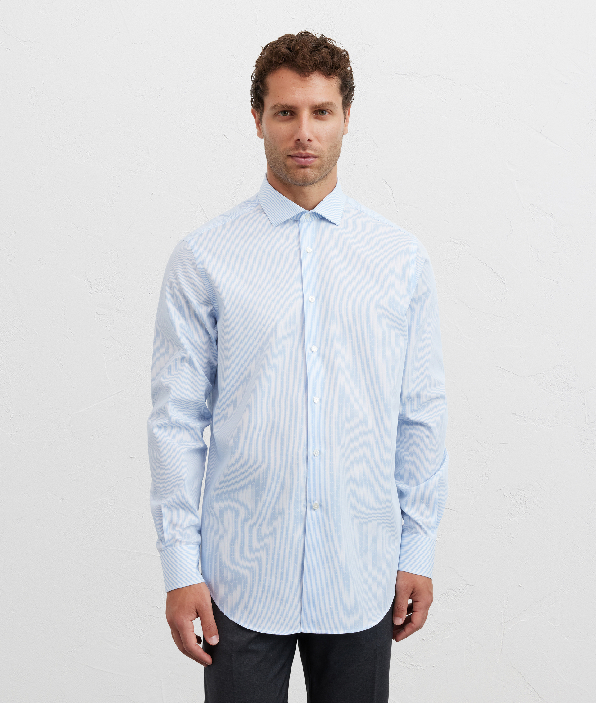 light blue shirt with french collar regular fit in cotton - Pal Zileri | Official Website