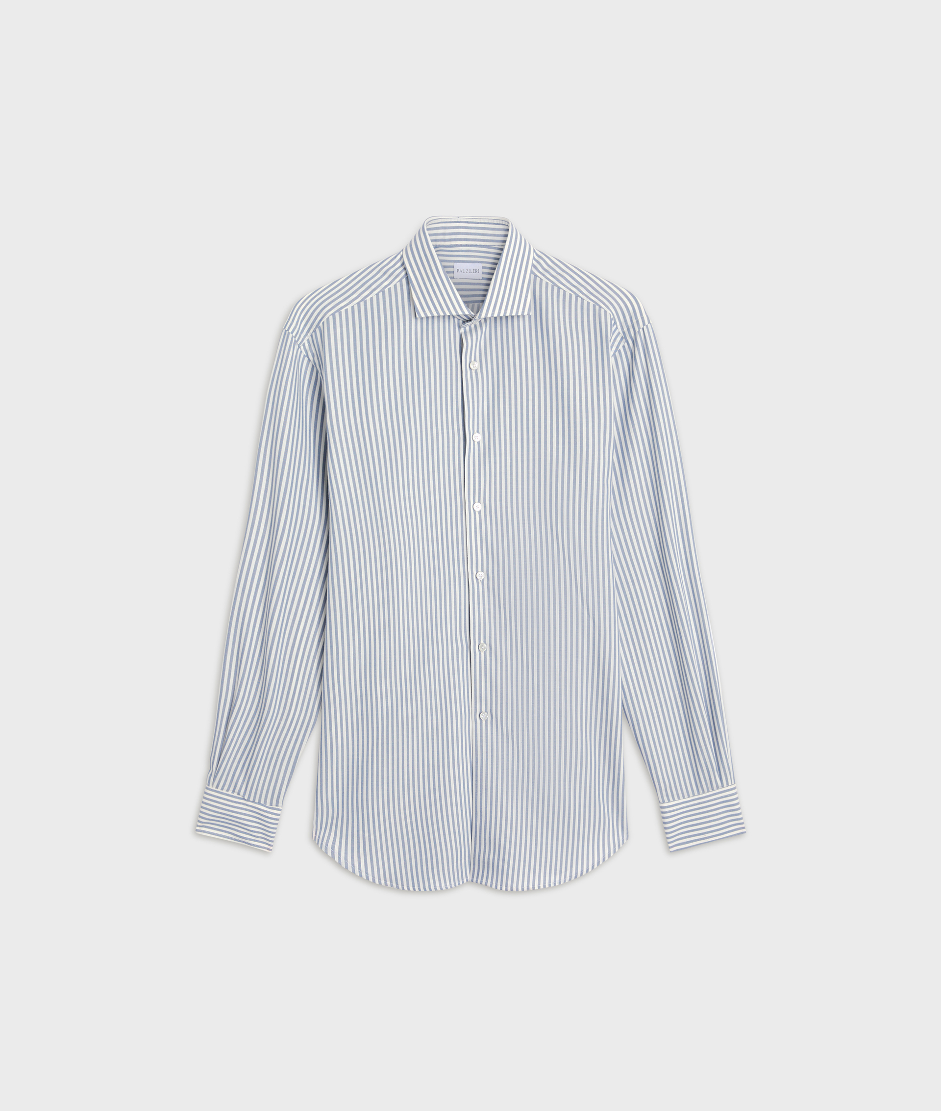 blue shirt with french collar regular fit in cotton and wool - Shirts - Pal Zileri | Official Website