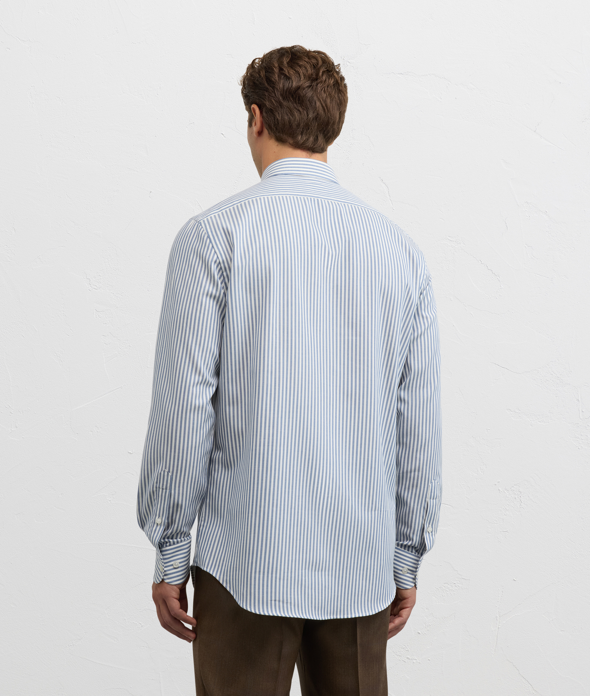 blue shirt with french collar regular fit in cotton and wool - Pal Zileri | Official Website