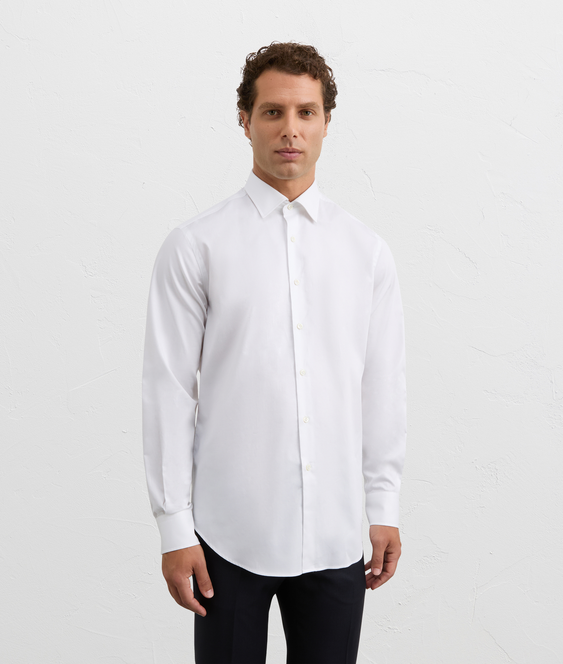 white cotton twill shirt with torino collar and classic cuff | Pal Zileri