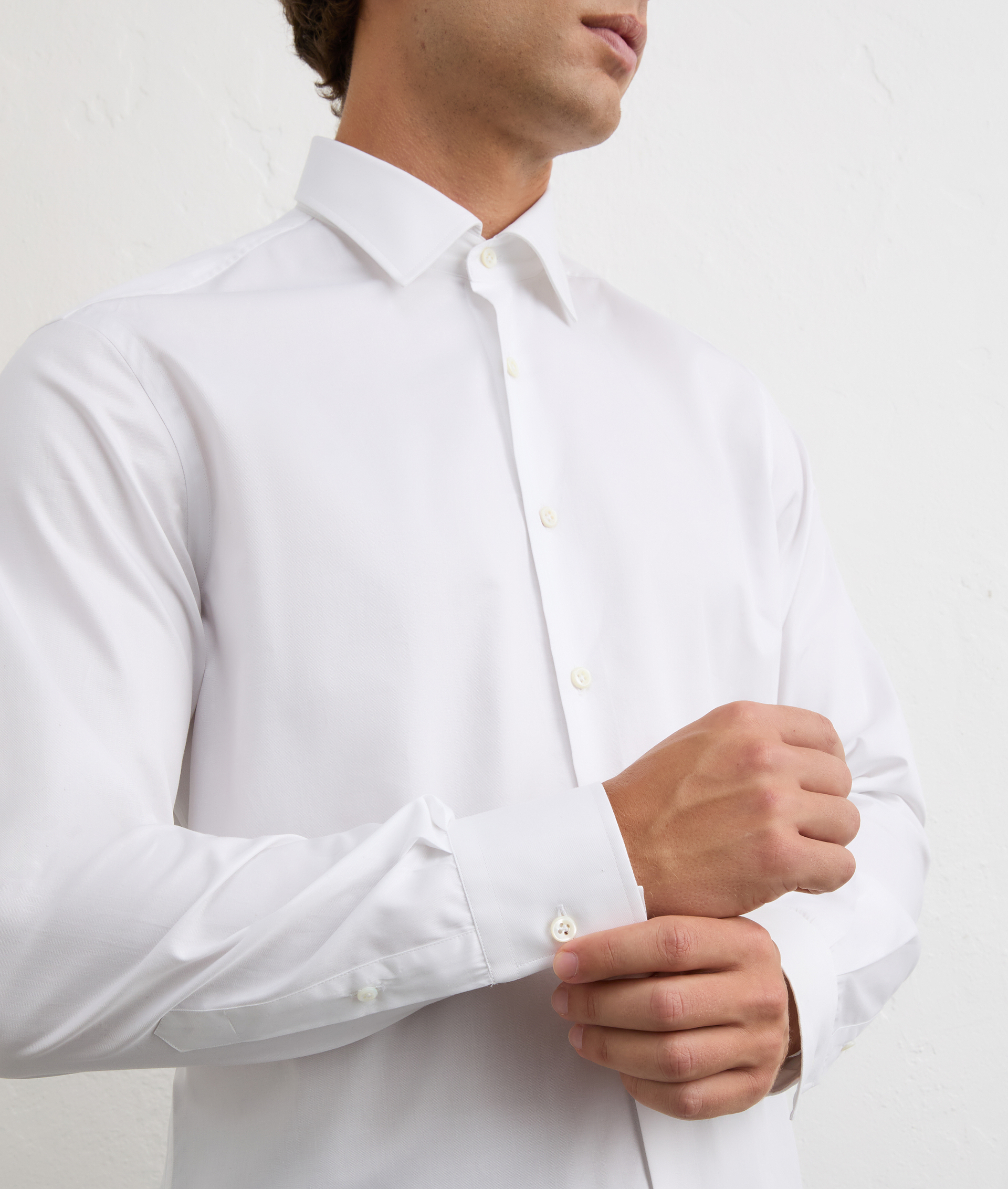 white cotton twill shirt with torino collar and classic cuff | Pal Zileri