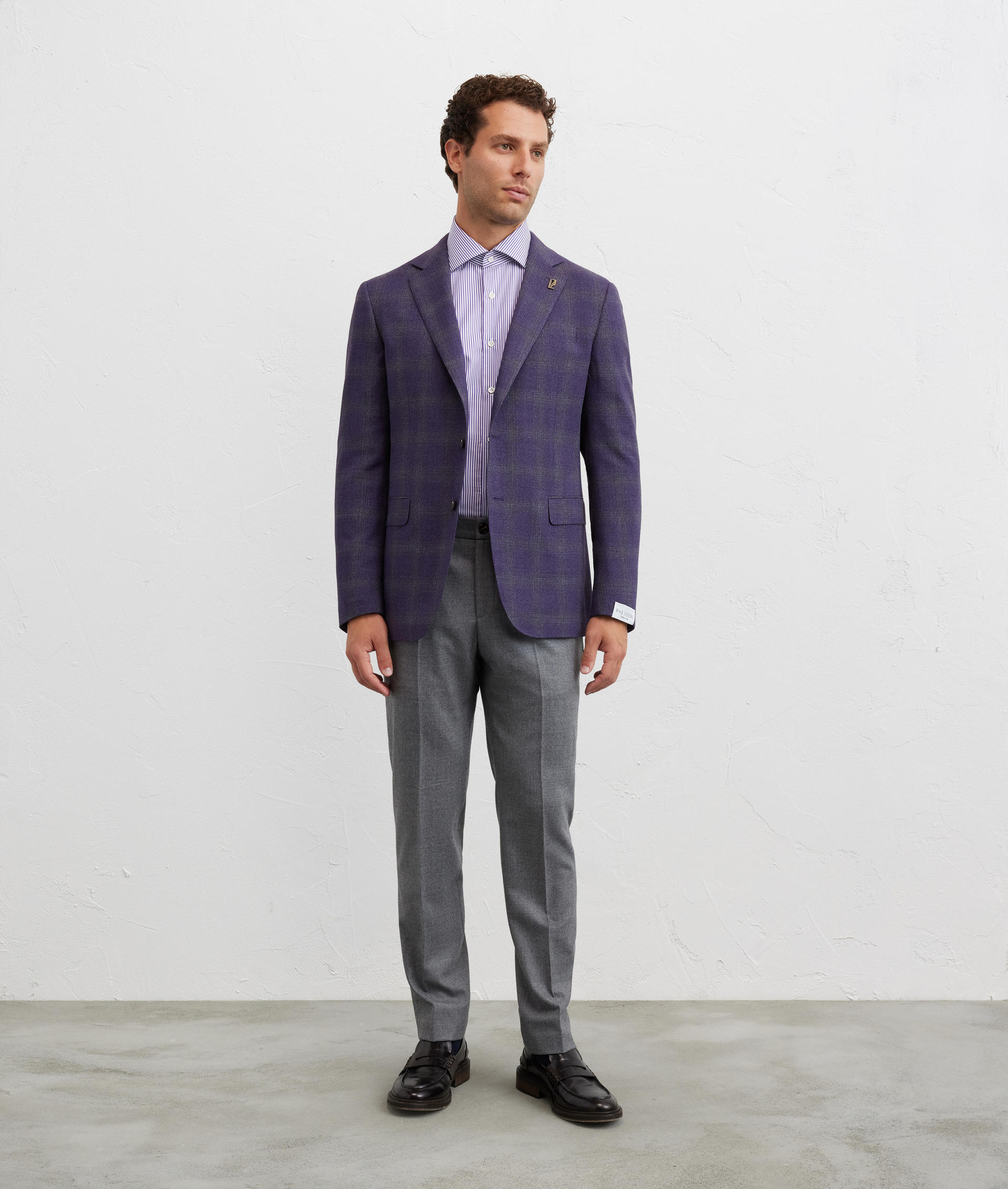 purple shirt with florence collar regular fit in cotton - Shirts - Pal Zileri | Official Website