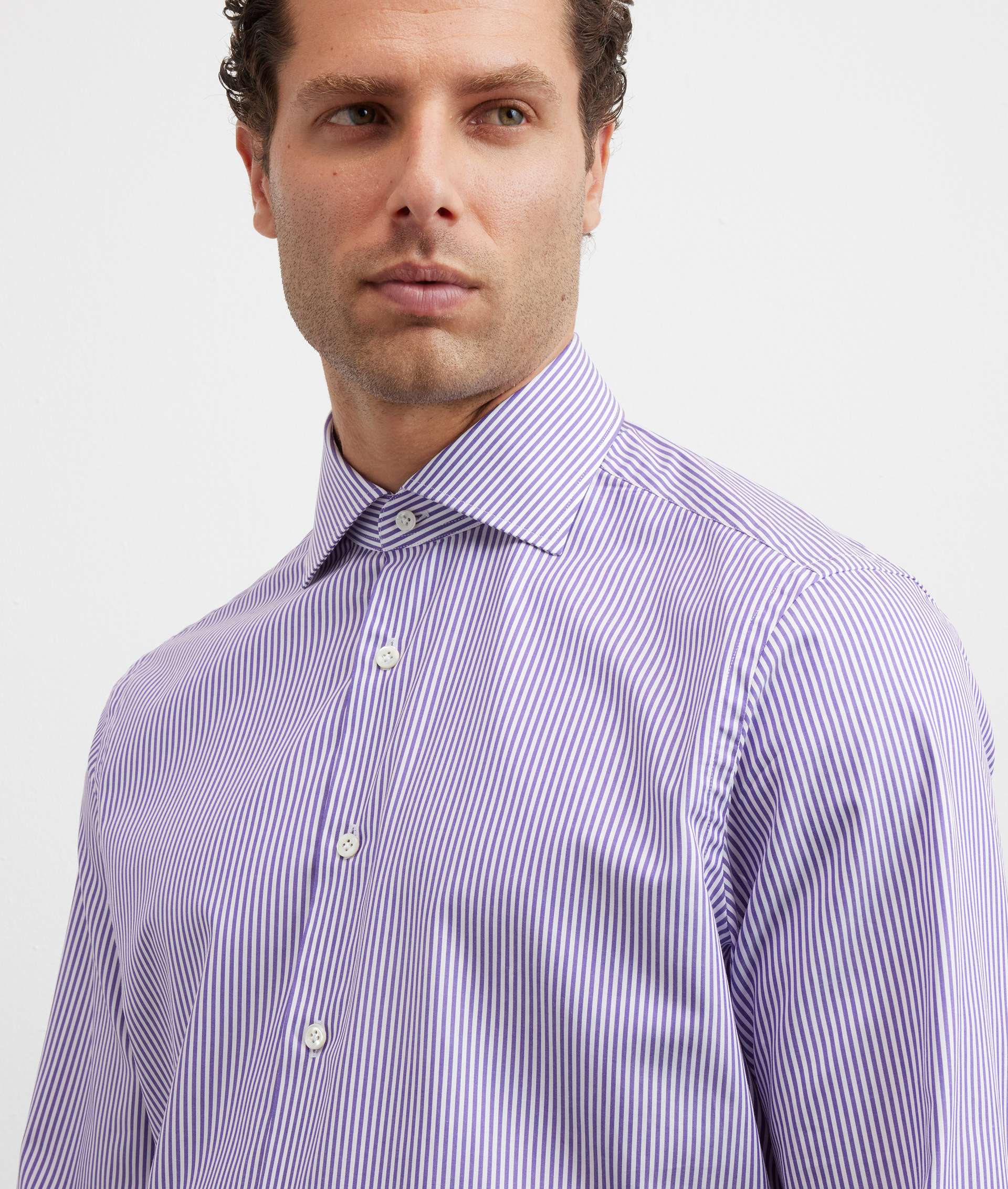 purple shirt with florence collar regular fit in cotton - Pal Zileri | Official Website