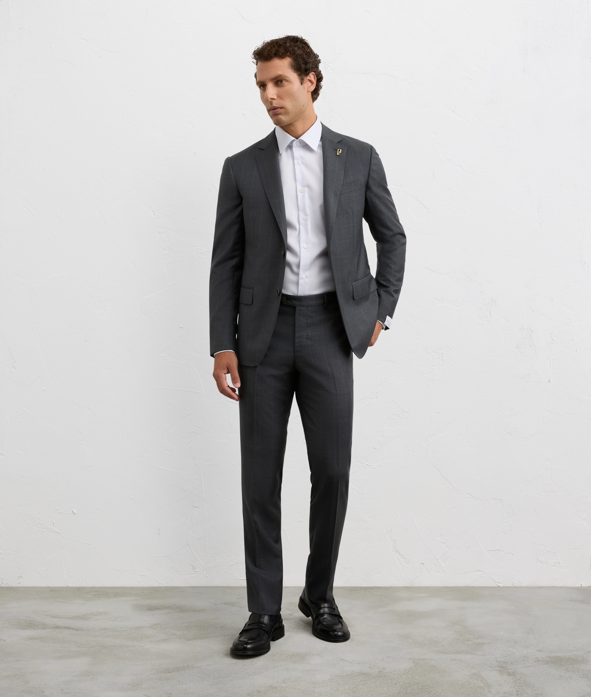 light gray milano collar shirt in cotton twill with stiff collar | Pal Zileri