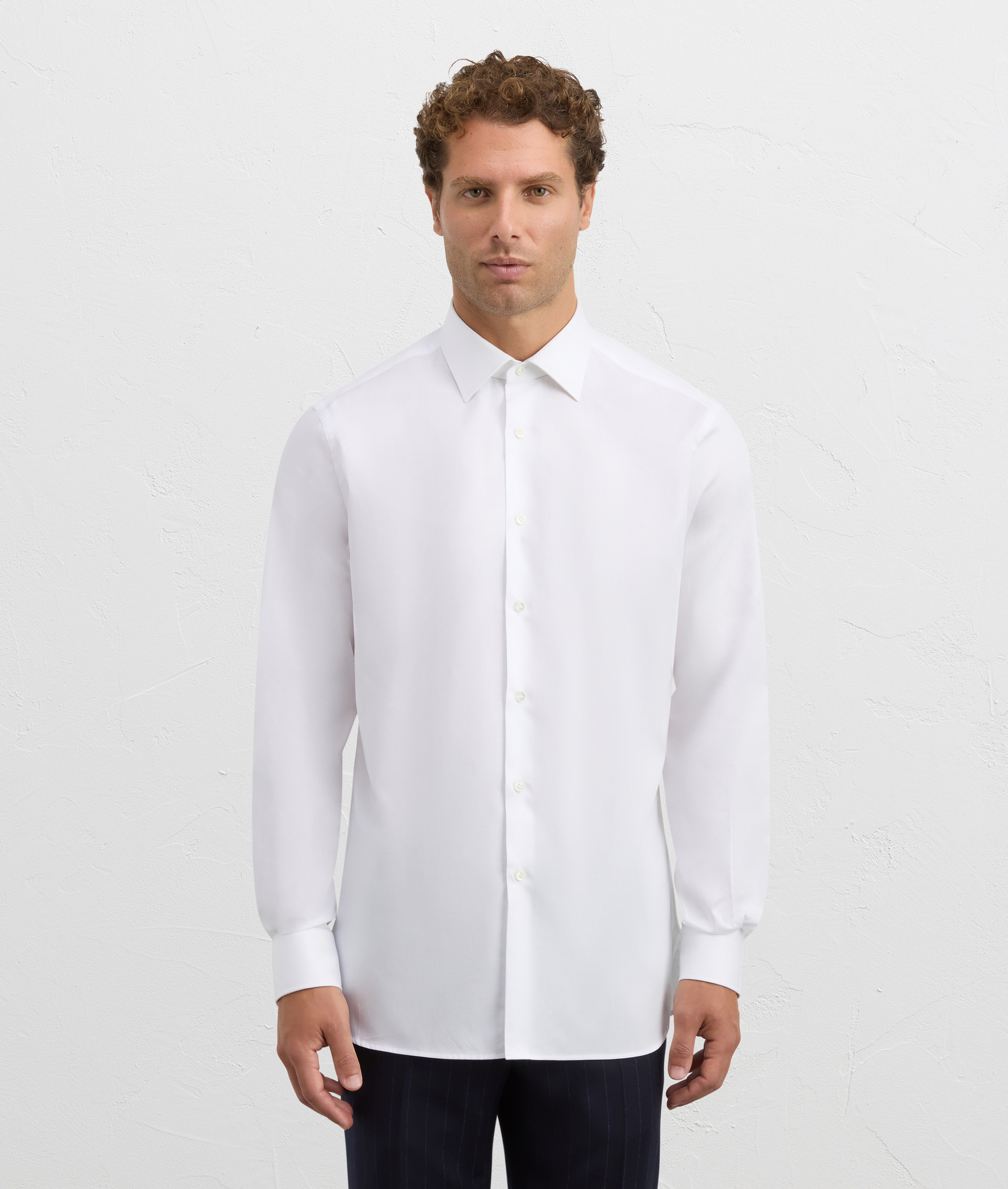 white shirt with milano collar regular fit in cotton | Pal Zileri