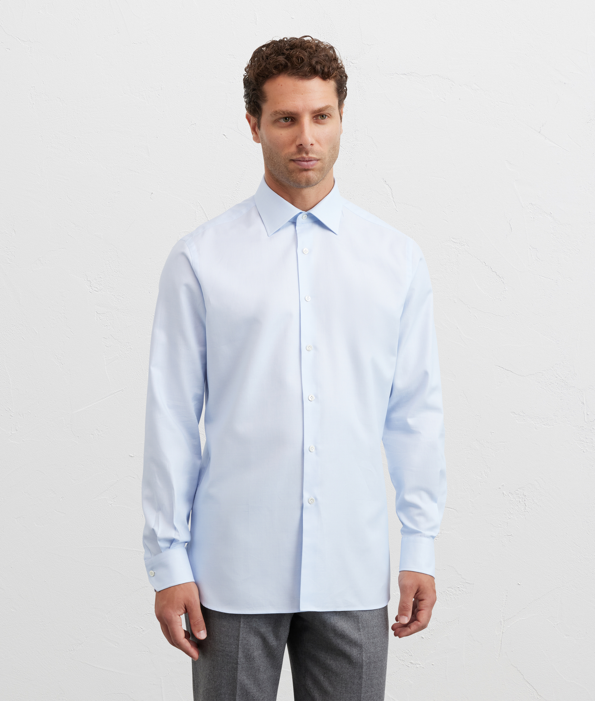 light blue shirt with milano collar regular fit in cotton - Pal Zileri | Official Website
