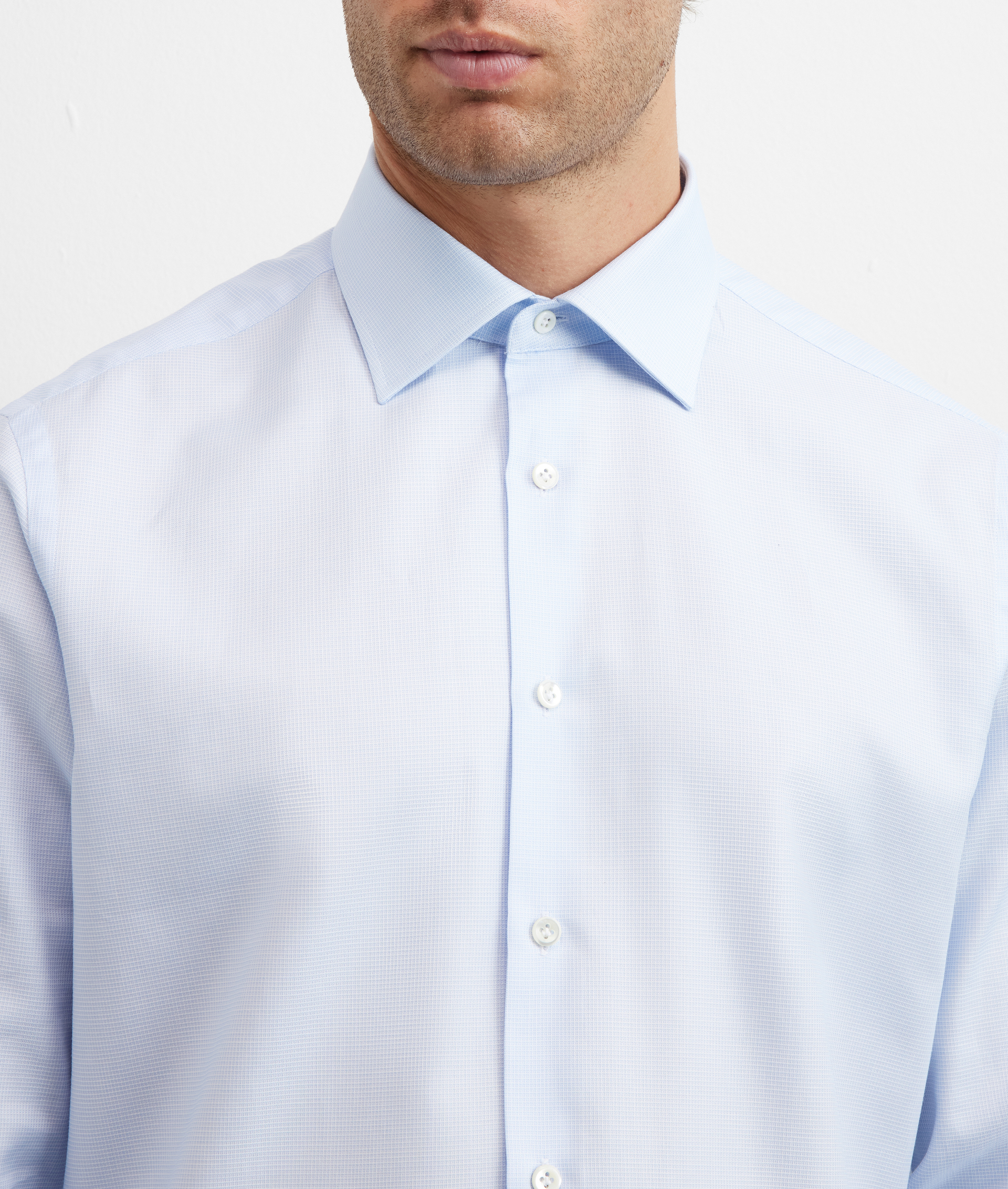 light blue shirt with milano collar regular fit in cotton - Pal Zileri | Official Website