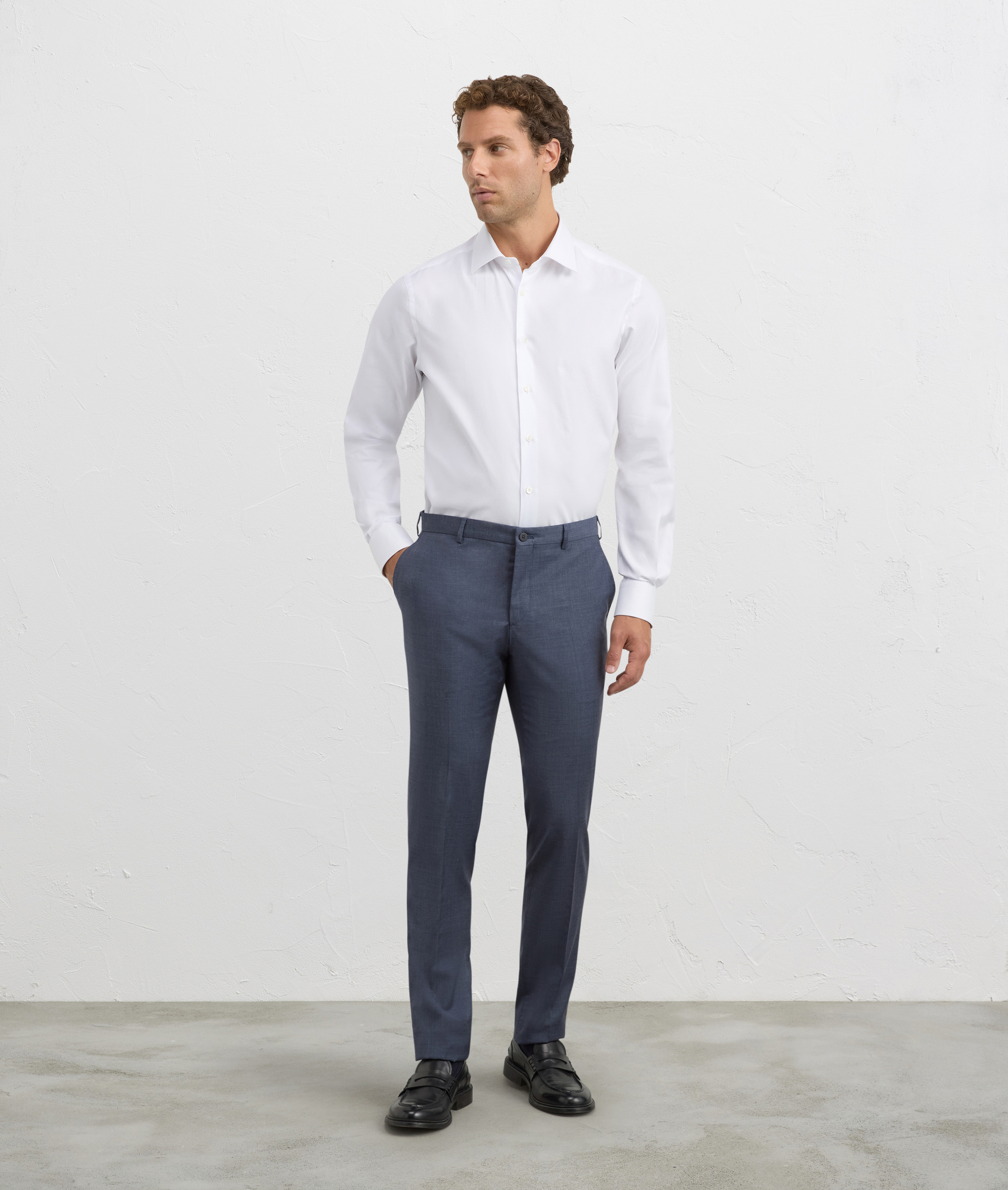 white milano collar regular fit shirt in cotton - Shirts - Pal Zileri | Official Website