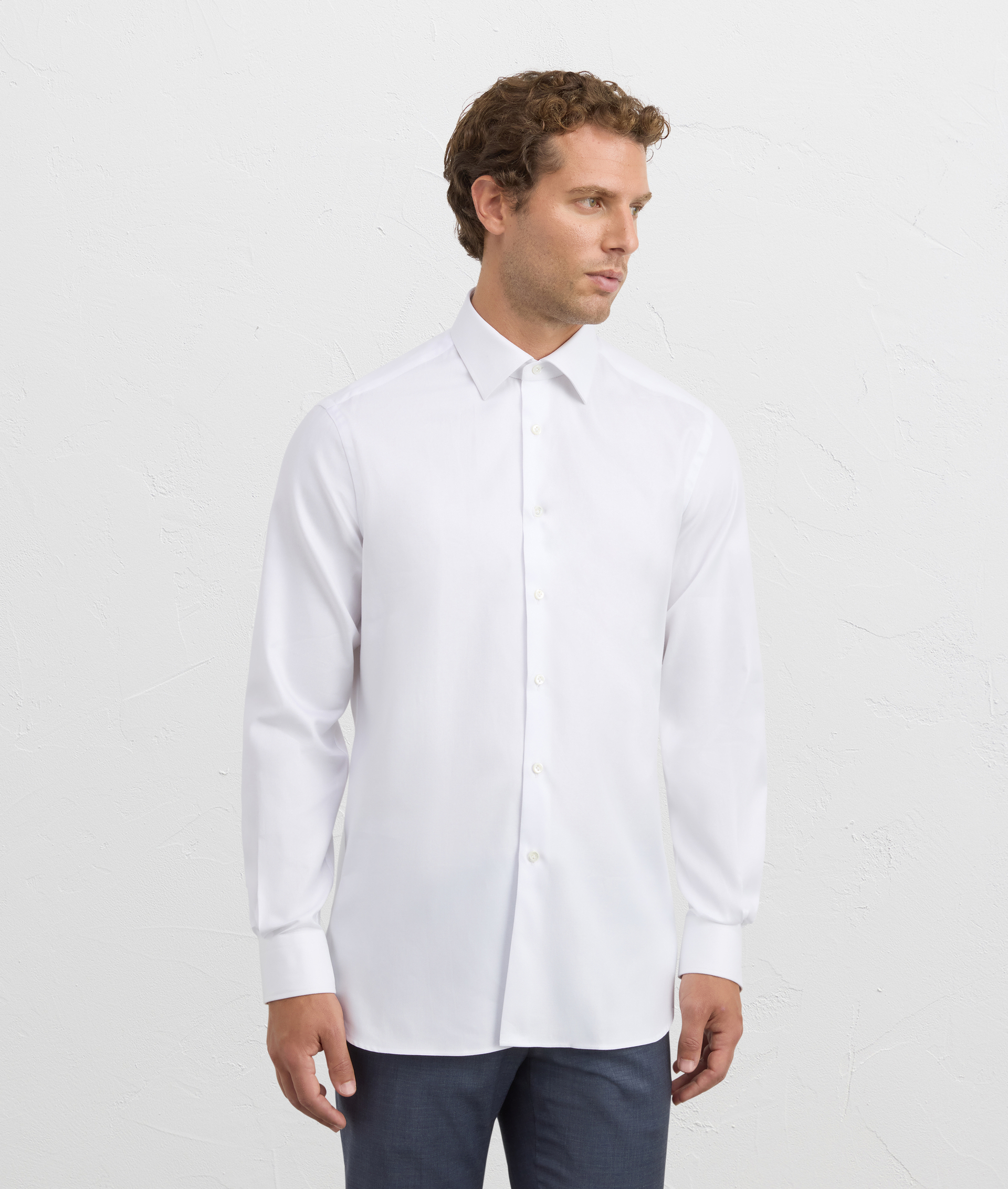 white milano collar regular fit shirt in cotton | Pal Zileri