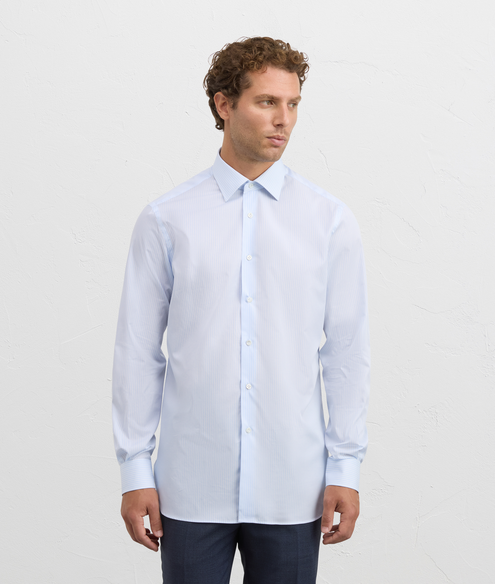 light blue milano collar regular fit shirt in cotton | Pal Zileri