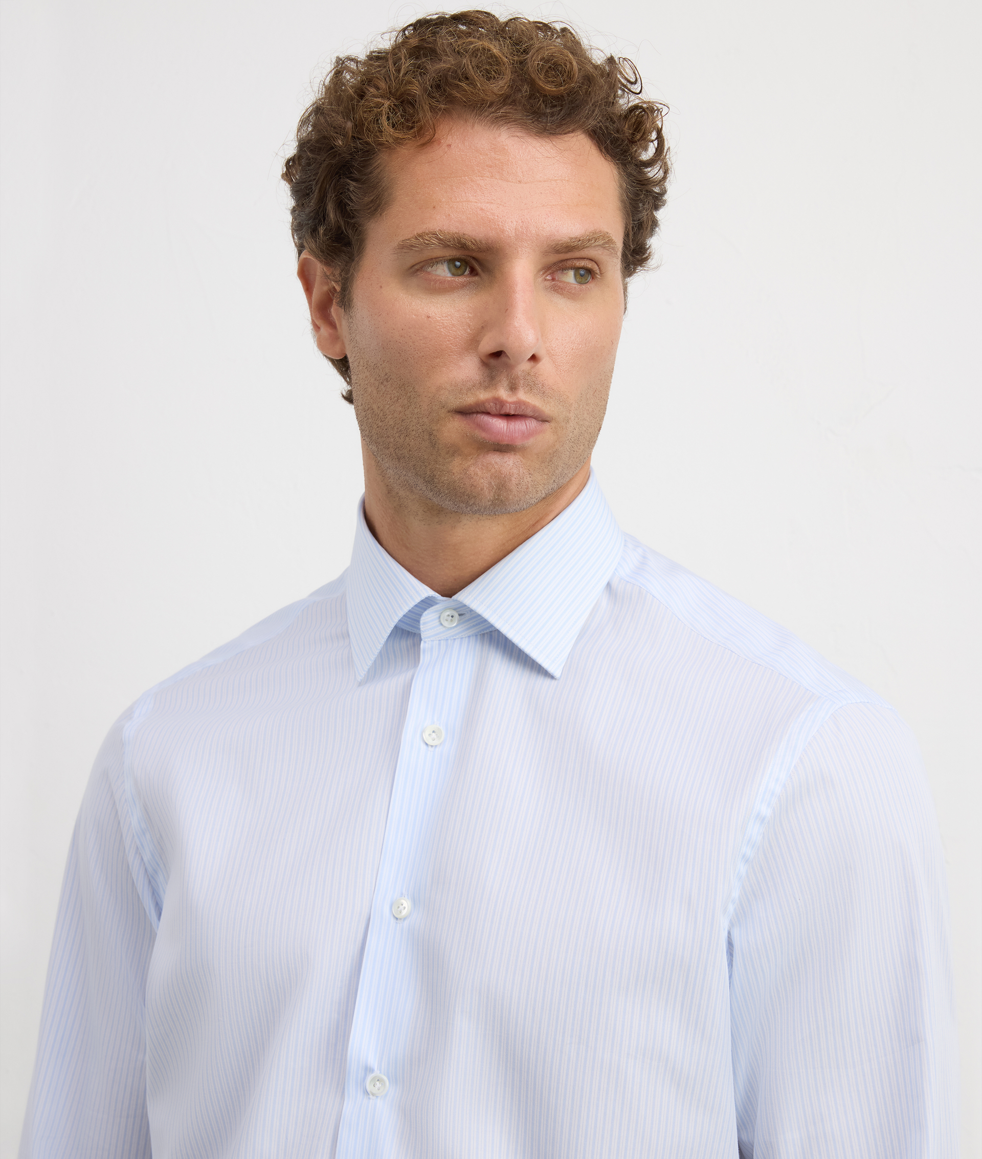 light blue milano collar regular fit shirt in cotton | Pal Zileri