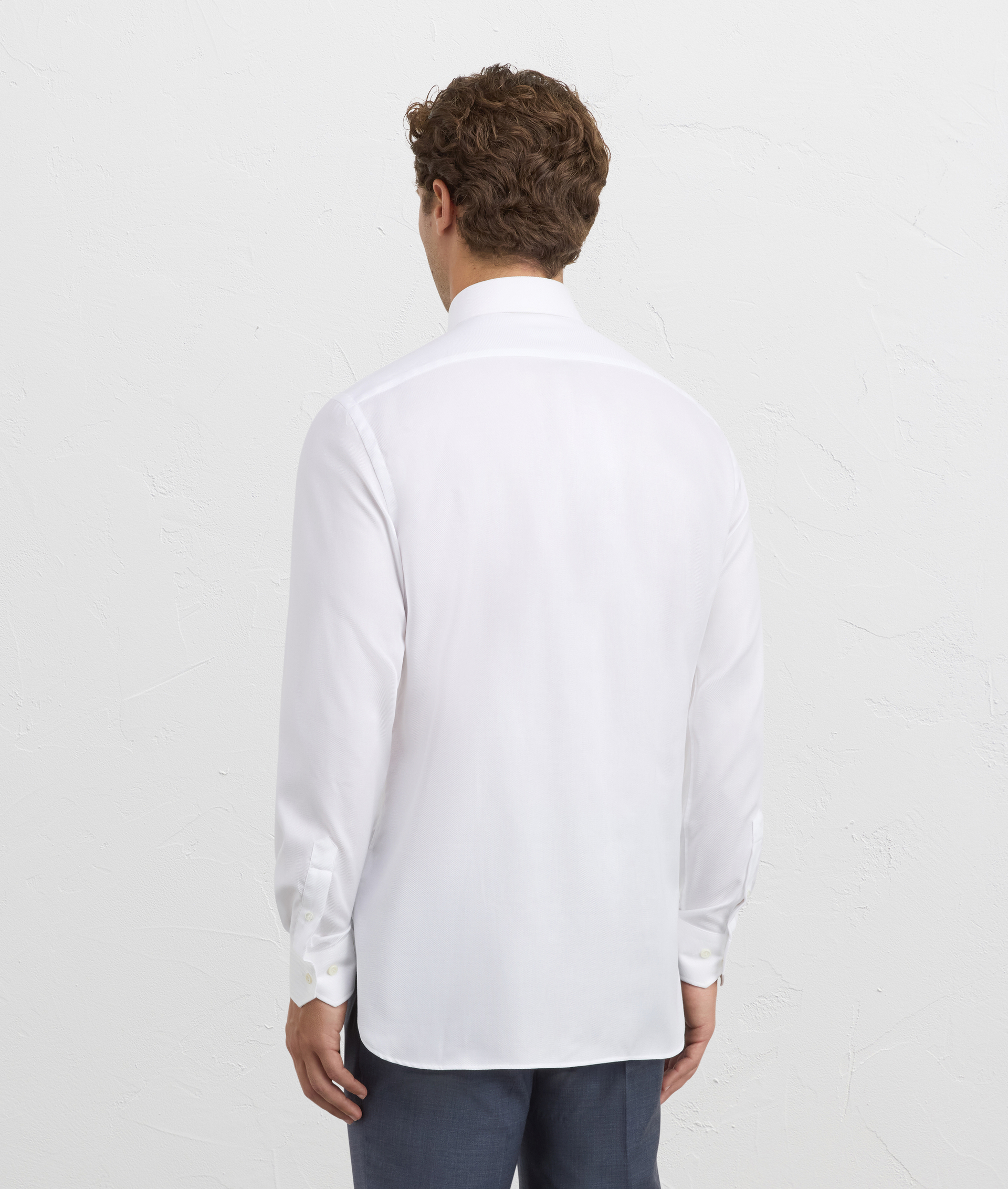white shirt milano collar regular fit in cotton and elastolefin | Pal Zileri