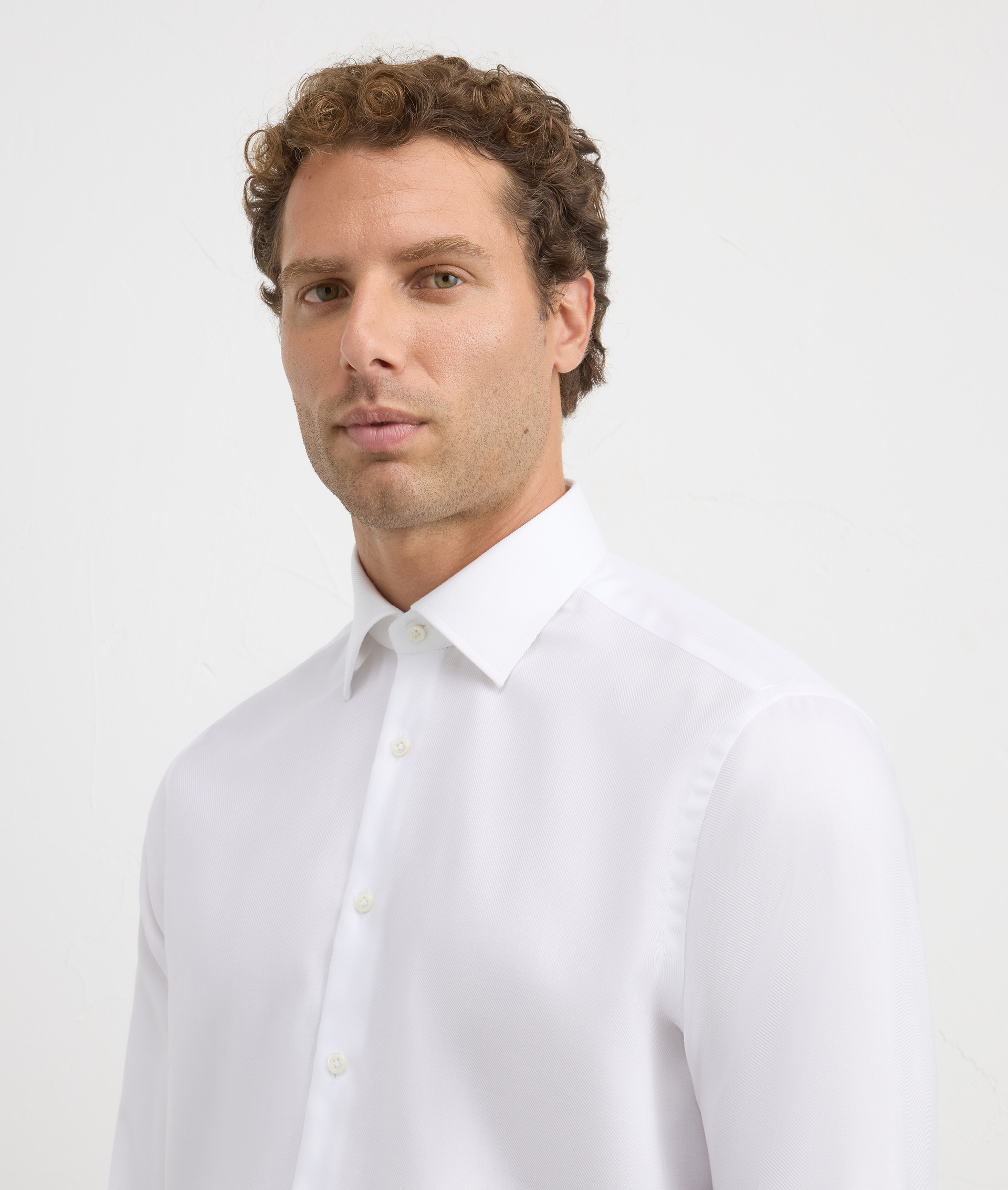 white shirt milano collar regular fit in cotton and elastolefin | Pal Zileri