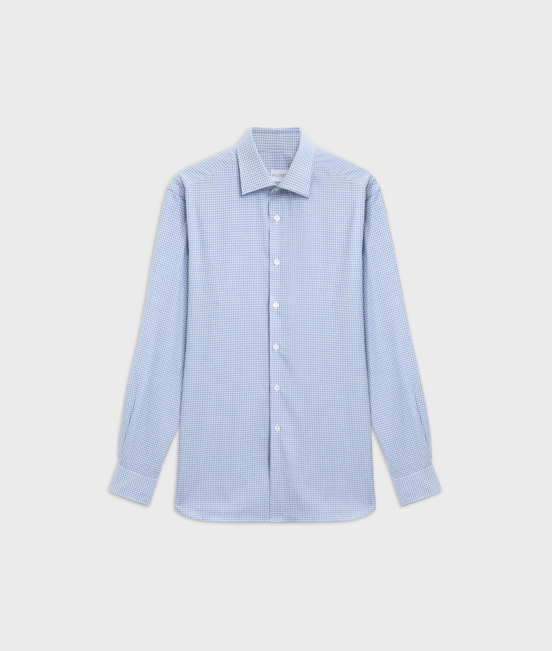 light blue cotton shirt with stiff milano collar in regular fit | Pal Zileri