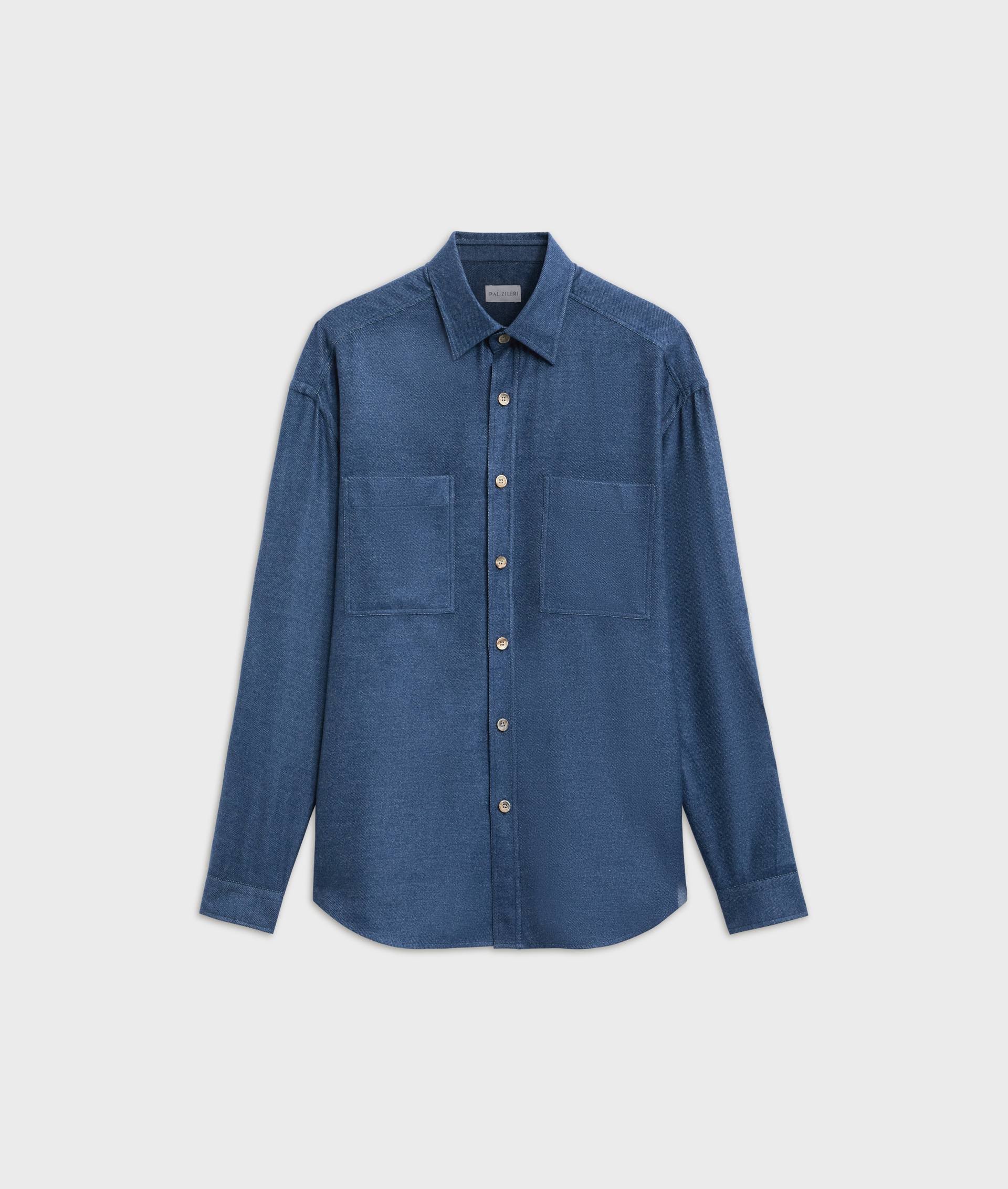 shirt curtain collar relaxed fit in cotton and modal blue | Pal Zileri