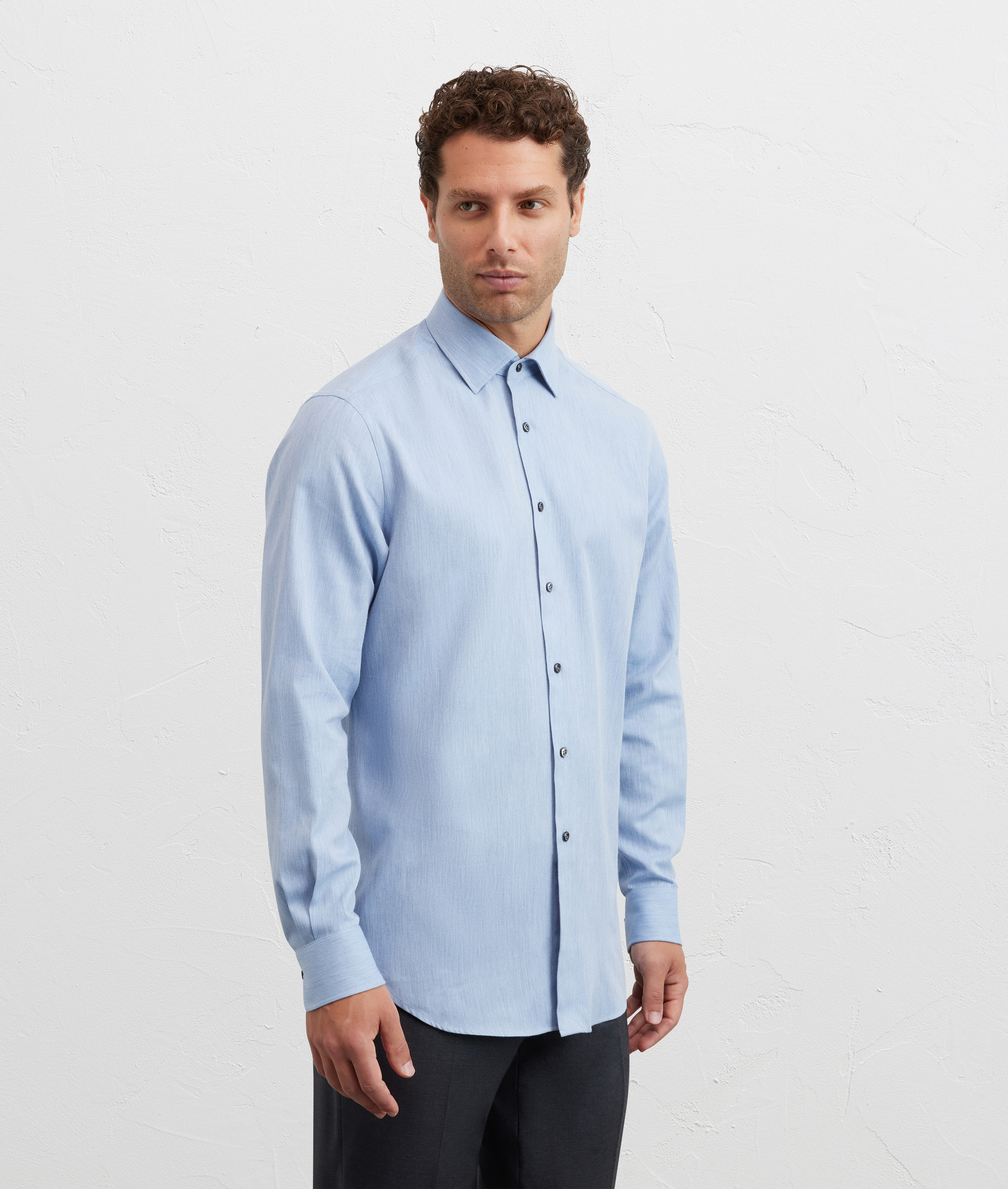 camicia collo milano regular fit in cotone azzurro - Pal Zileri | Official Website