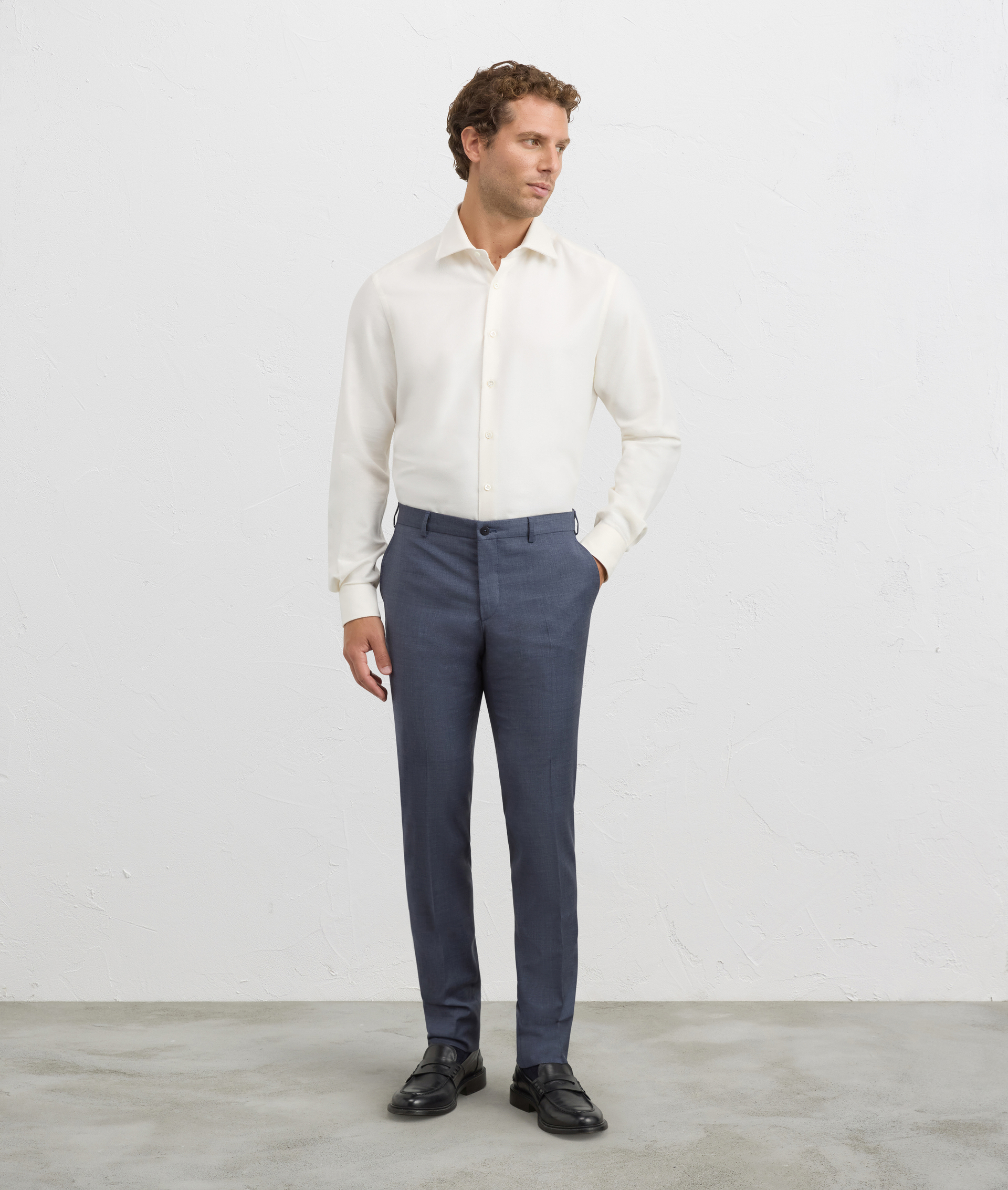 shirt milano collar regular fit in cotton and modal white | Pal Zileri