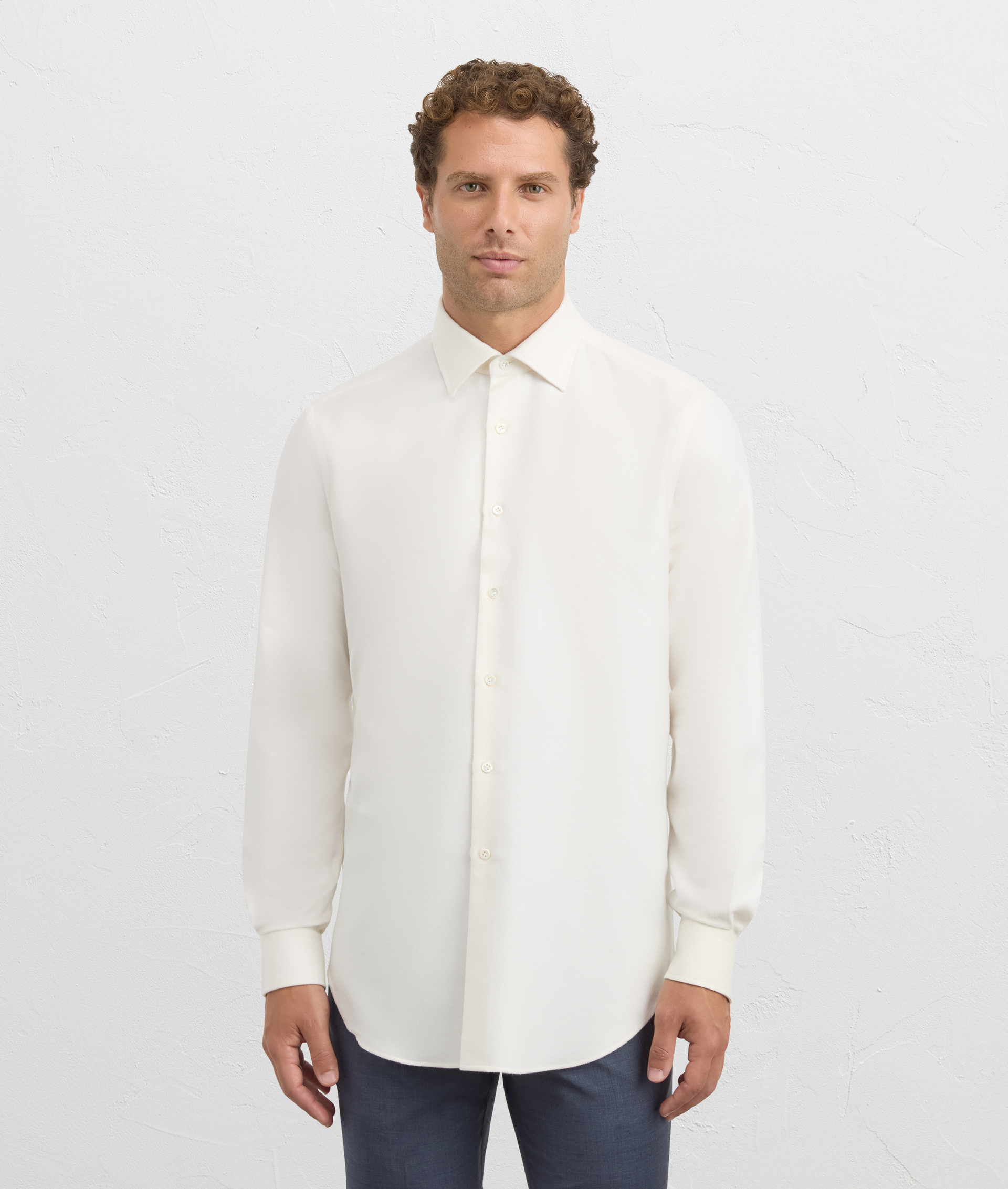 shirt milano collar regular fit in cotton and modal white | Pal Zileri
