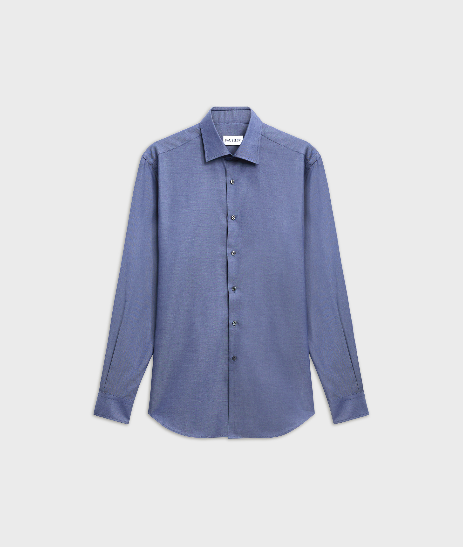 navy blue cotton twill milano collar regular fit shirt | Pal Zileri