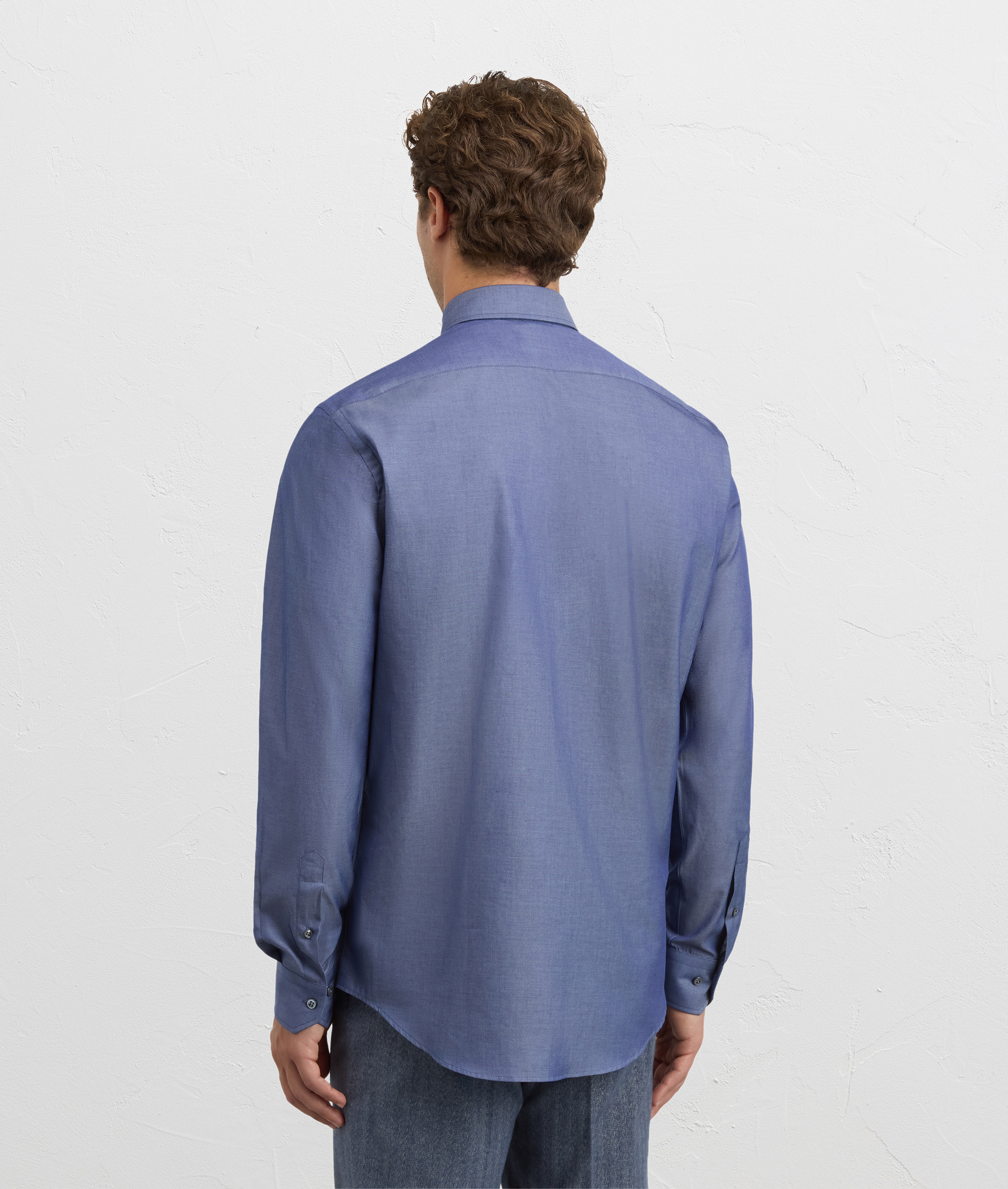 navy blue cotton twill milano collar regular fit shirt | Pal Zileri