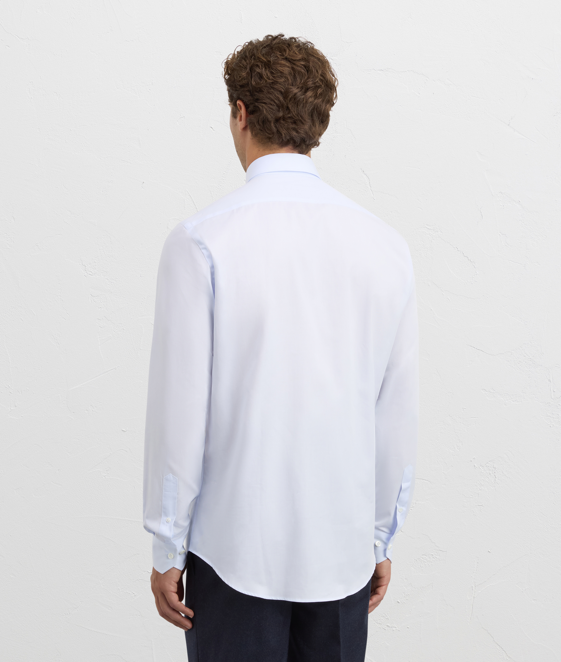 light blue cotton twill milano collar regular fit shirt | Pal Zileri