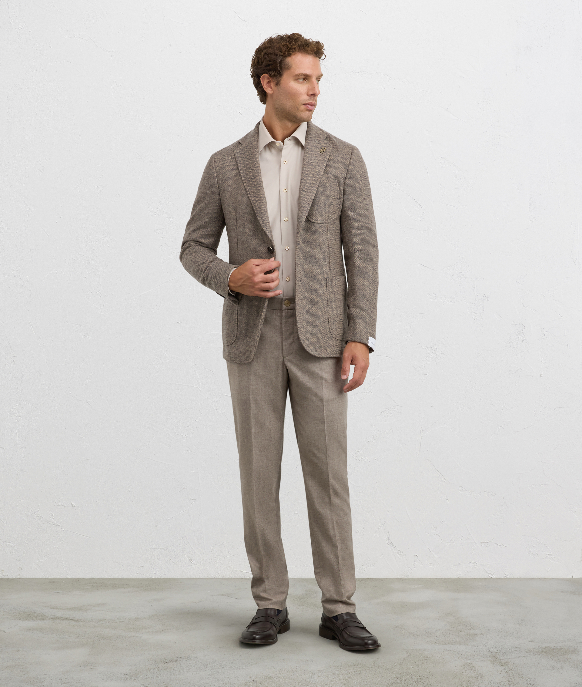 natural colour shirt milano collar regular fit in corduroy cotton | Pal Zileri
