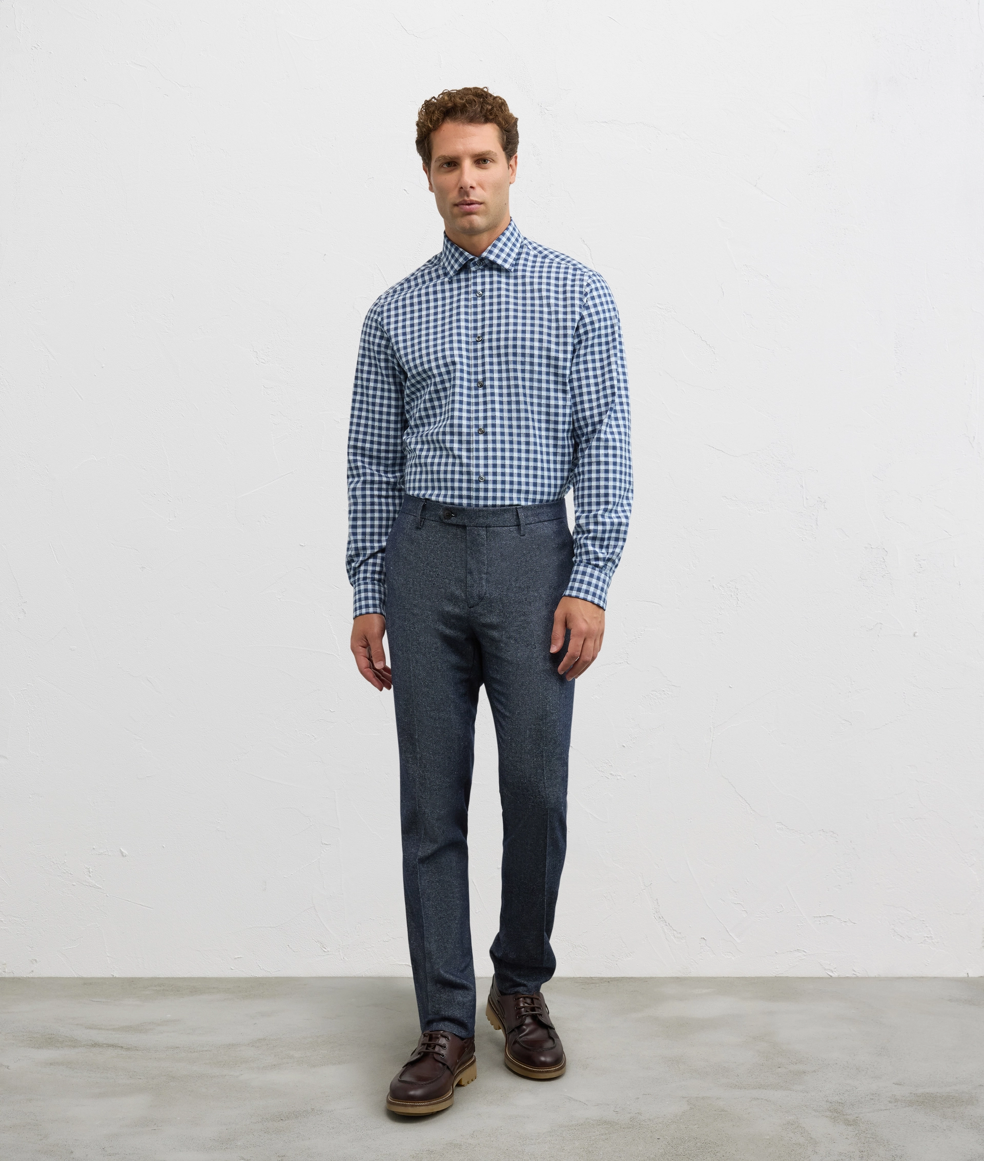 shirt milano collar regular fit in cotton and polyester blue - Shirts - Pal Zileri | Official Website