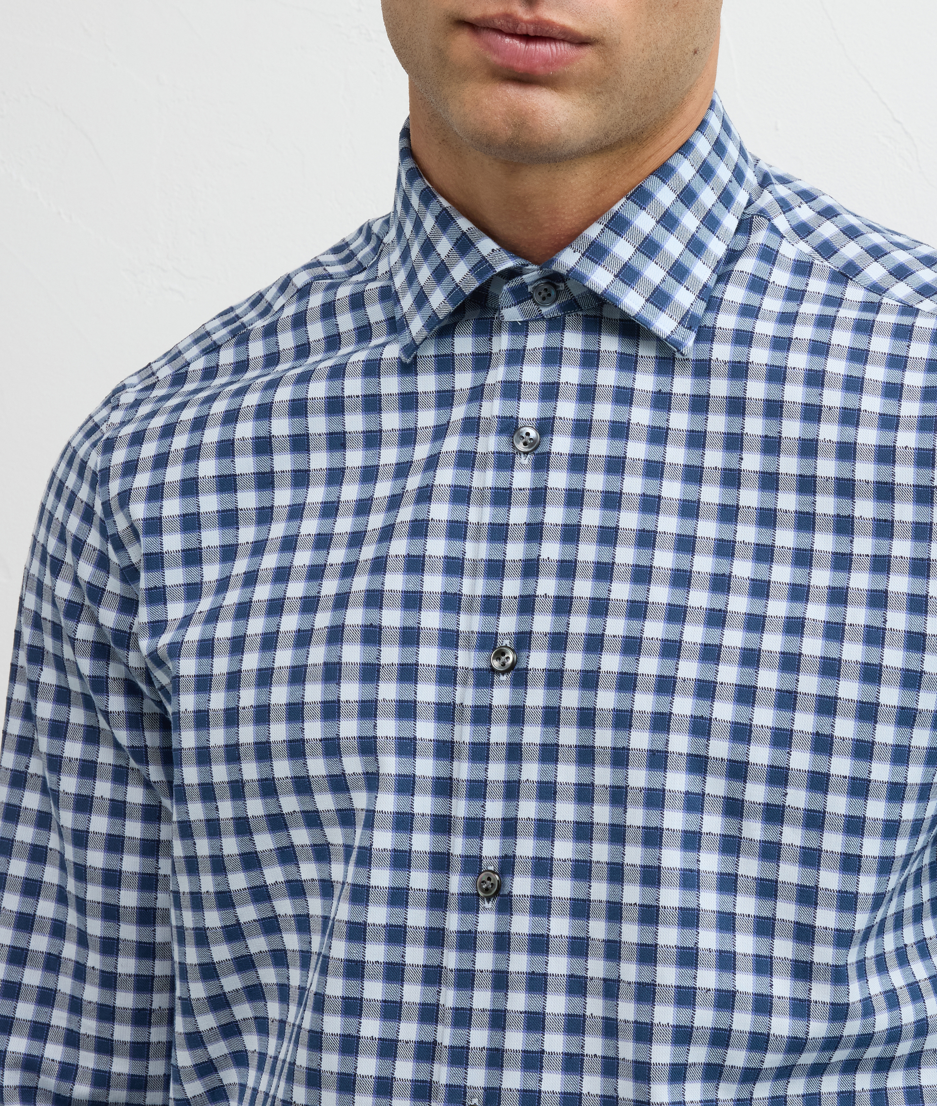 shirt milano collar regular fit in cotton and polyester blue - Pal Zileri | Official Website