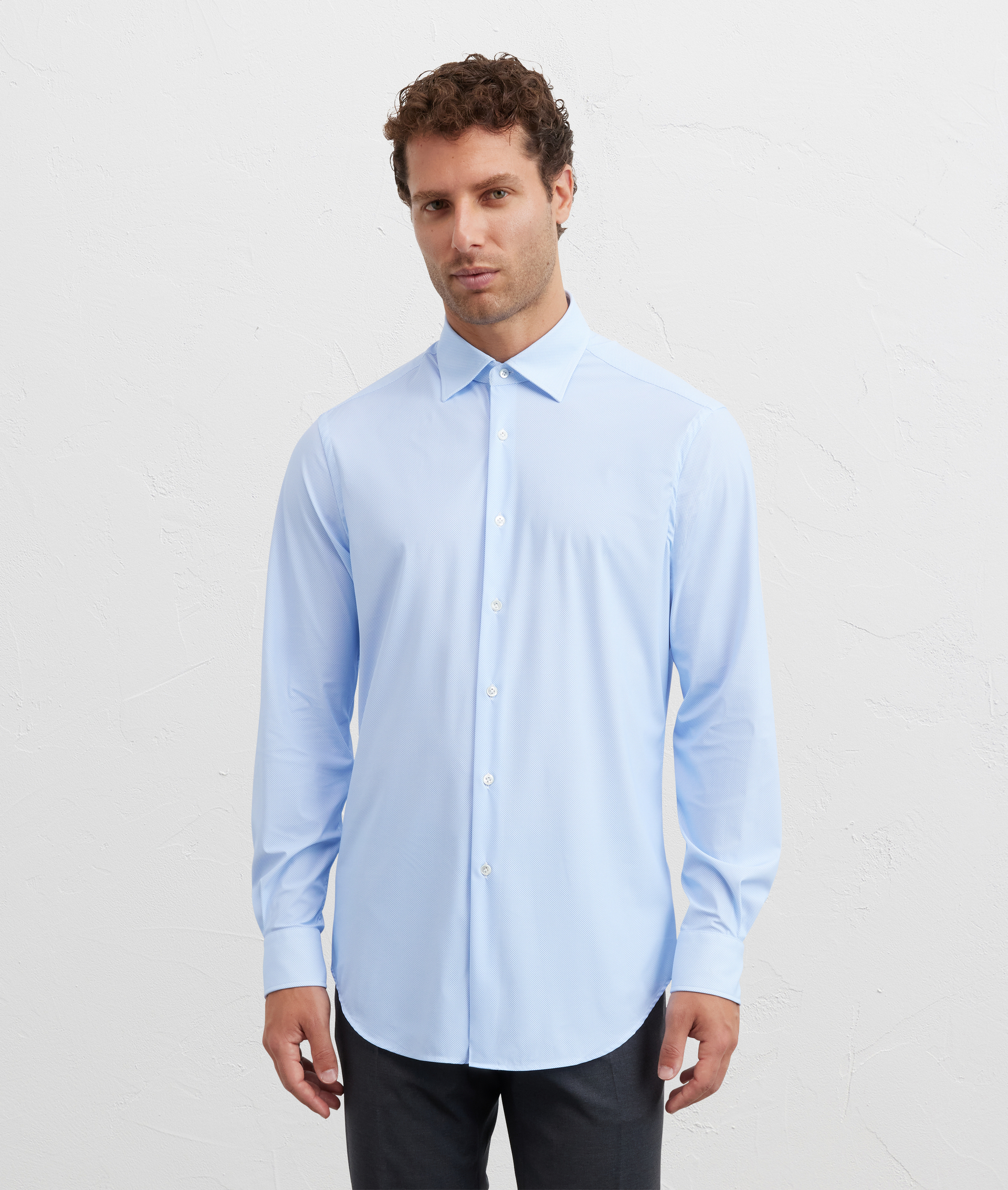camicia collo milano regular fit in elastane e nylon azzurro - Pal Zileri | Official Website